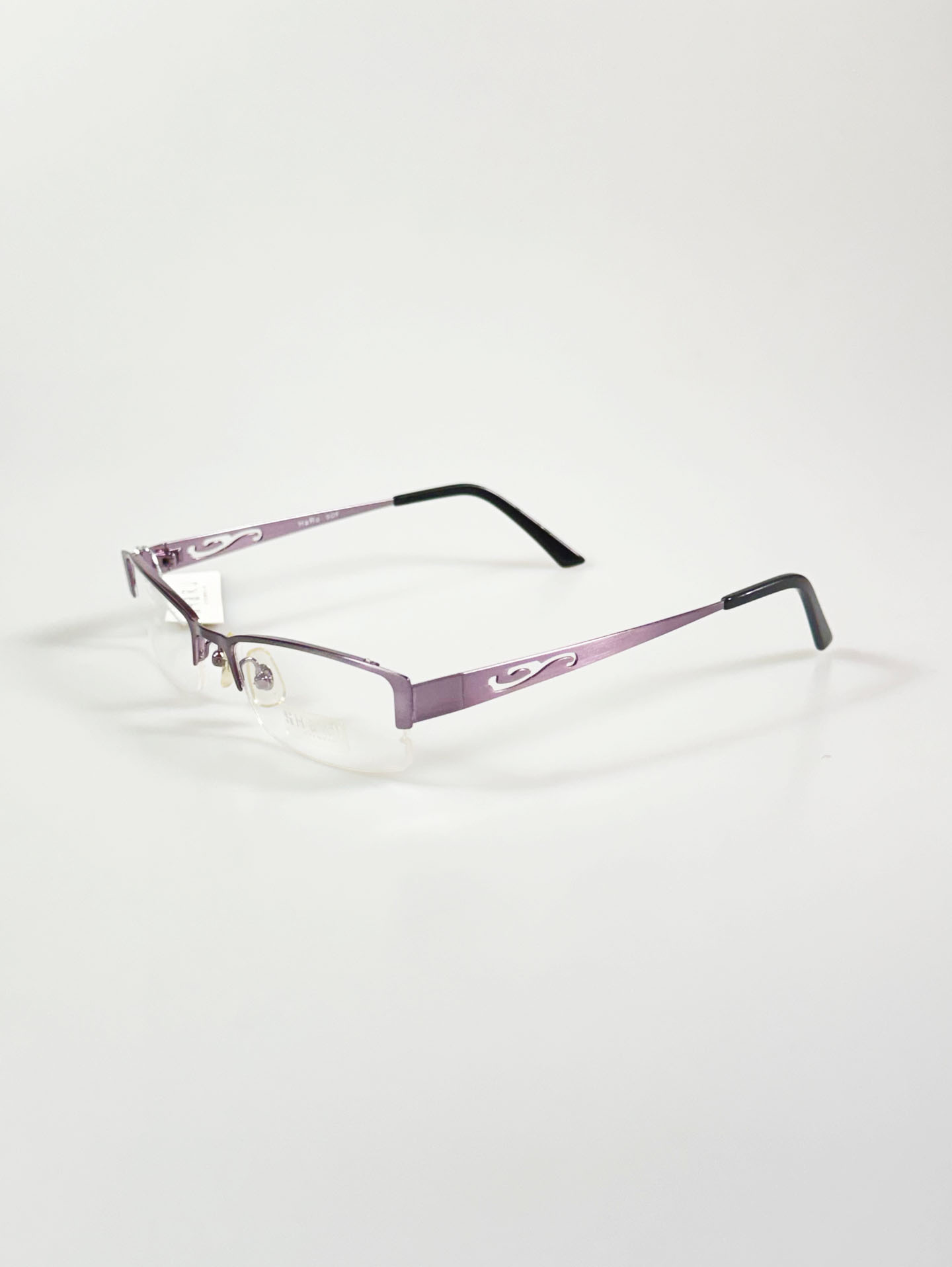 HARU Semi-Rimless Purple Square Metal Frame Glasses
