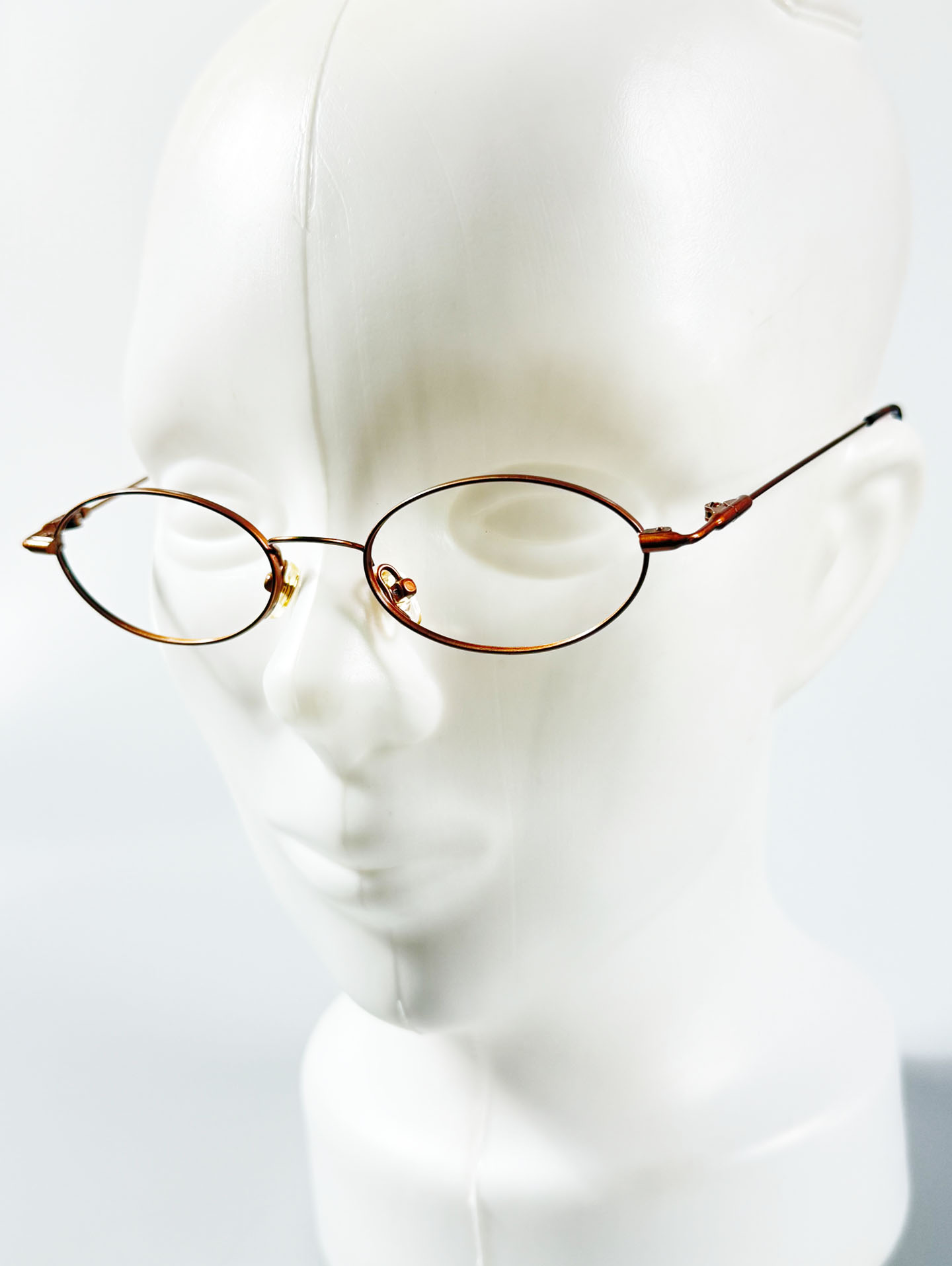 Amber Brown Slim Oval Metal Glasses