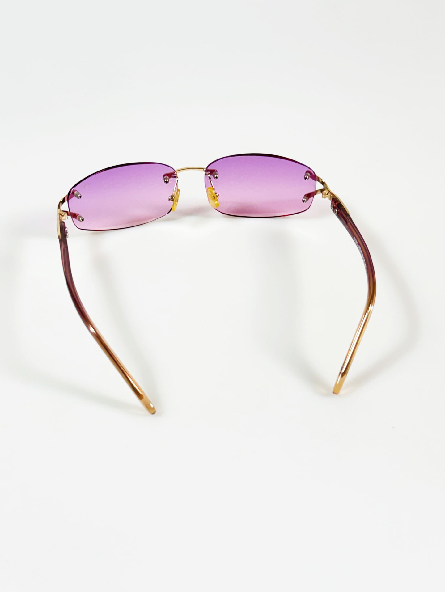 90's CROCOKIDS Purple Rimless Square Metal Tint Sunglasses