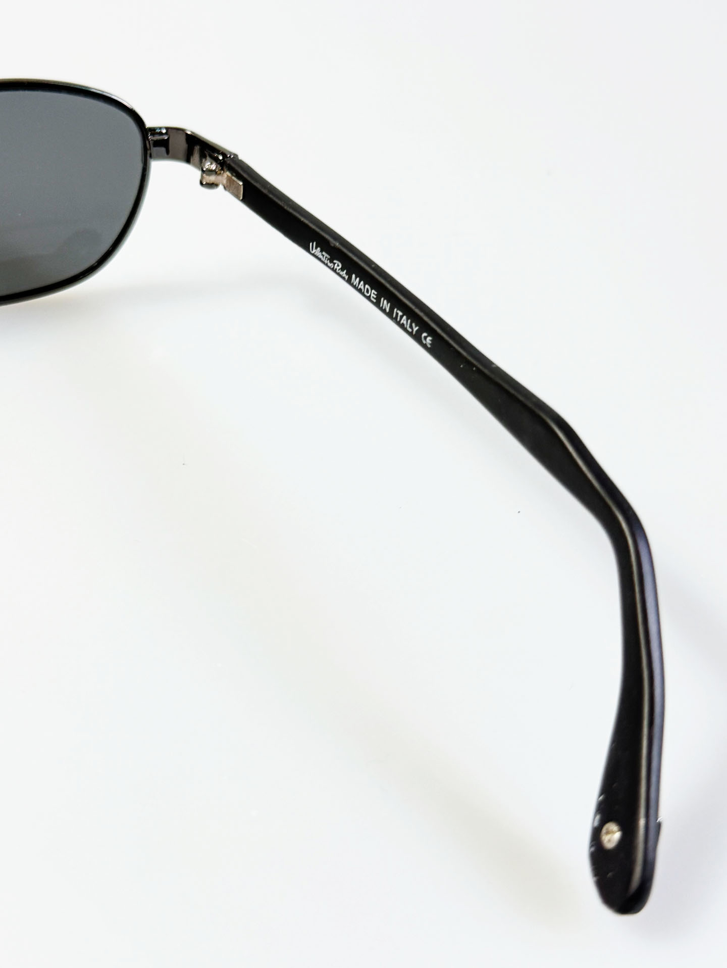 90's Valentino Rudy Slim Oval Gunmetal Sunglasses