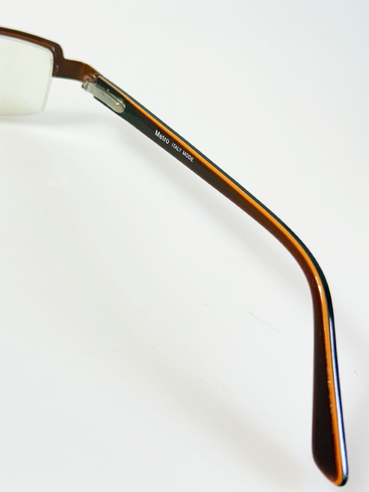 METRO Brown Square Semi-Rimless Metal Glasses