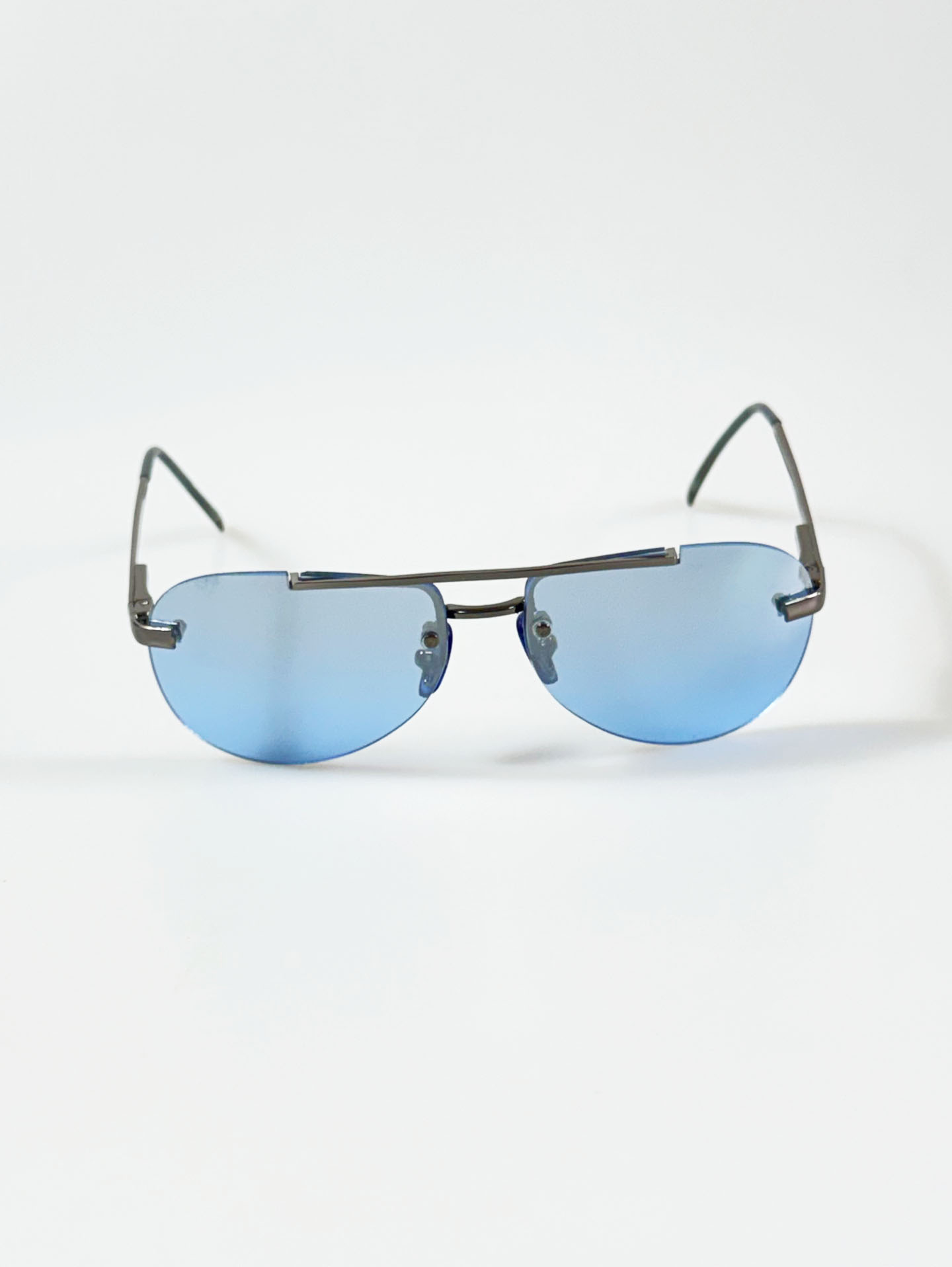 Double Bridge Rimless Metal Tint Sunglasses