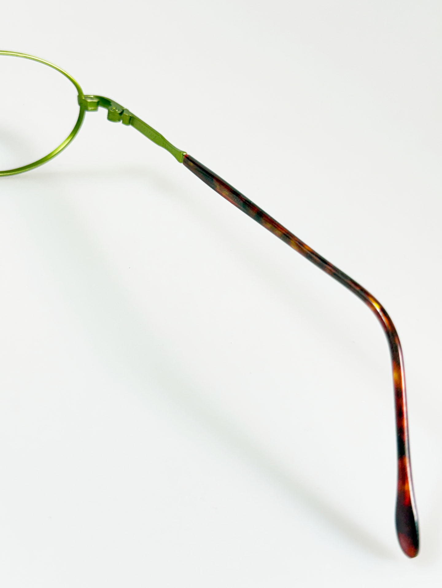 90's TORTOISE Forest Green Slim Oval Metal Frame Glasses