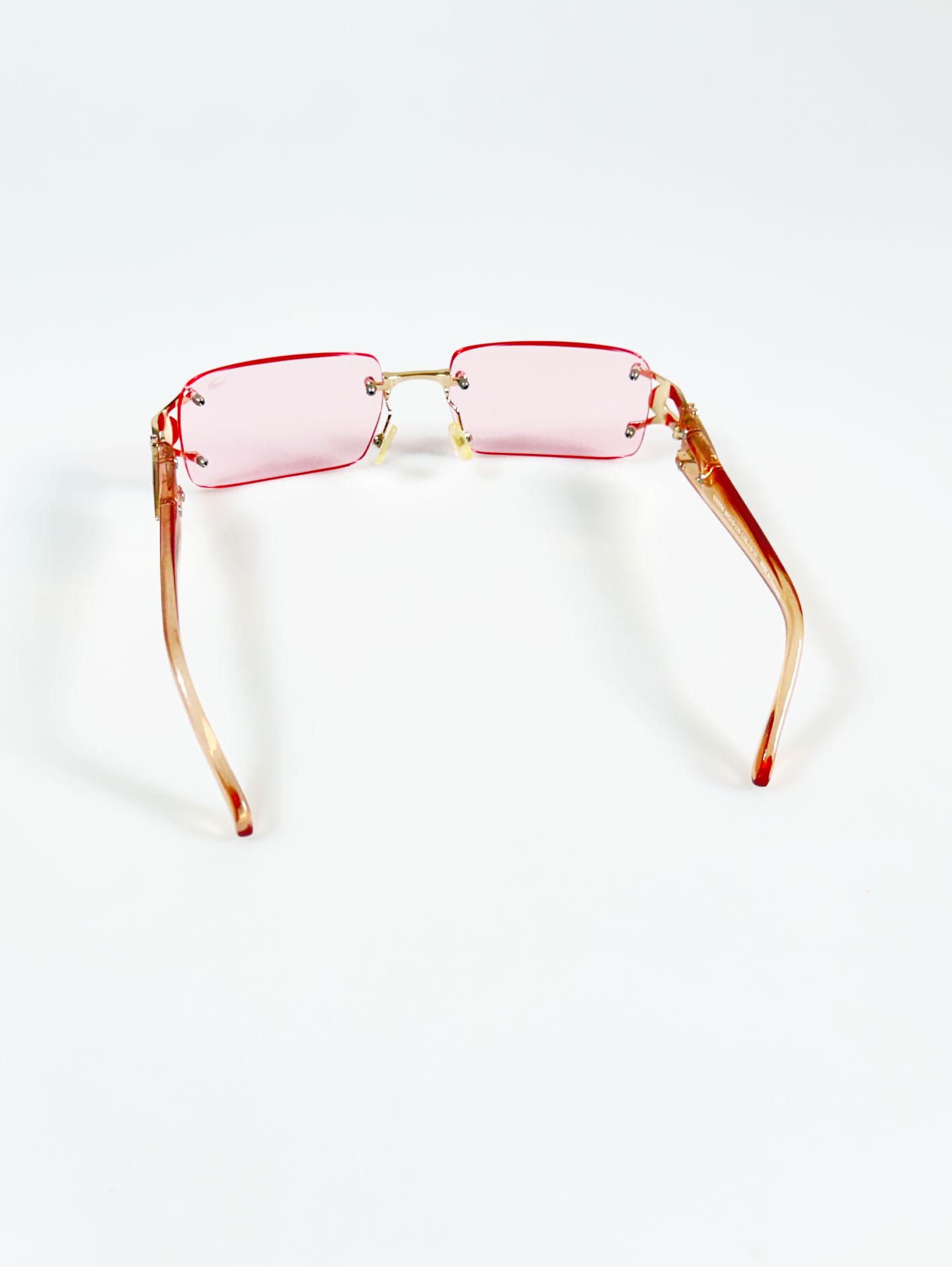 90's CROCOKIDS Pink Rimless Square Metal Tint Sunglasses