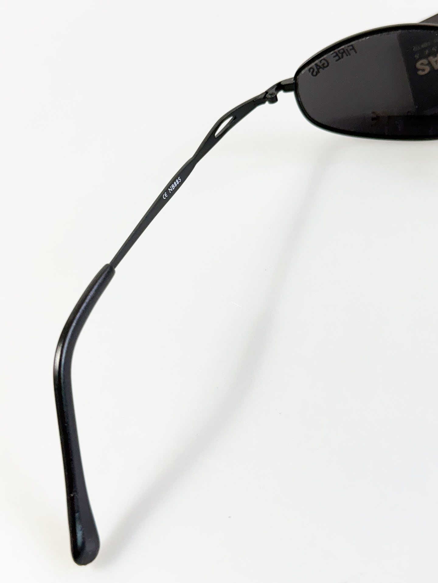 90's FIRE GAS Matte Black Slim Oval Metal Sunglasses
