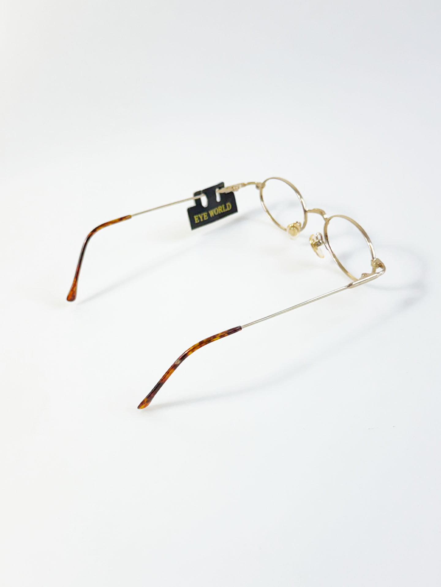 90's EYE WORLD Gold Slim Oval Metal Frame Glasses