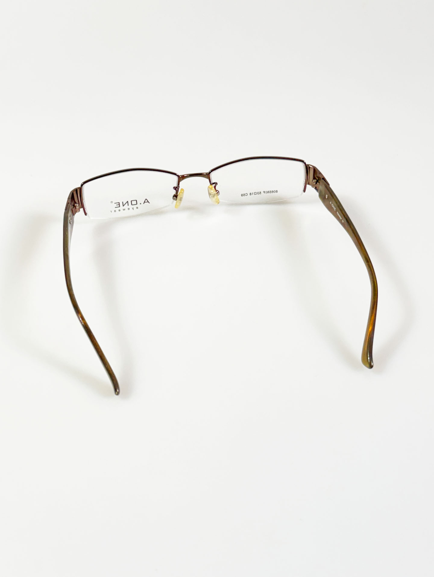 A.ONE Brown Half-Rim Square Metal Glasses