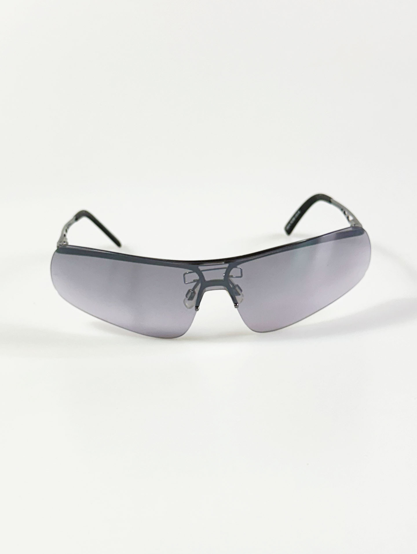 Rimless Shield Goggle Wraparound Metal Sunglasses