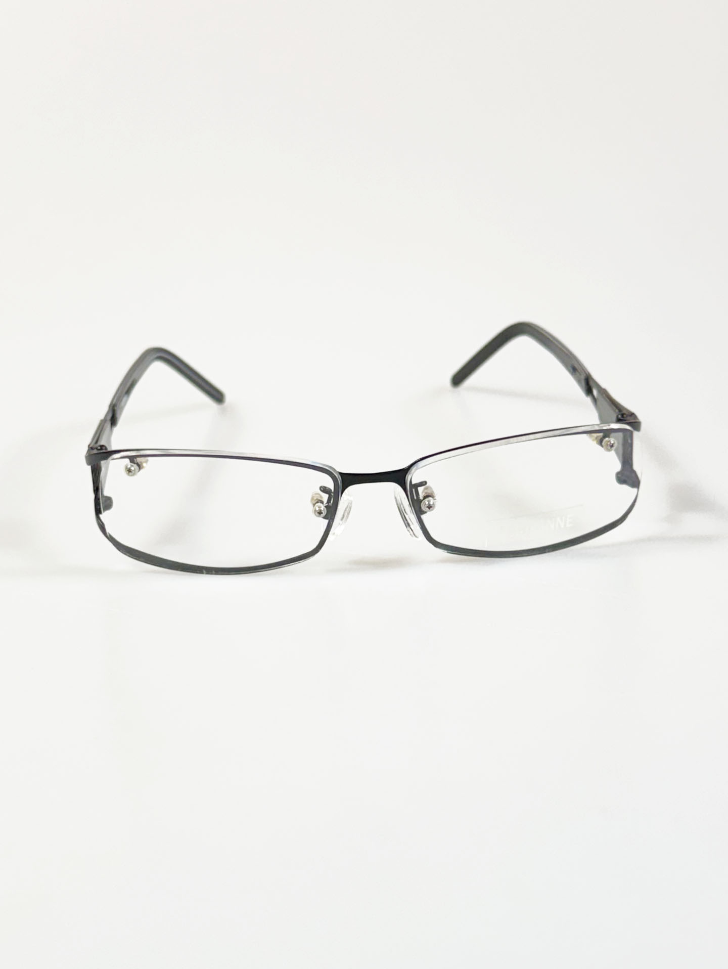 FABI ANNE Black Geometric Slim Square Metal Frame Glasses