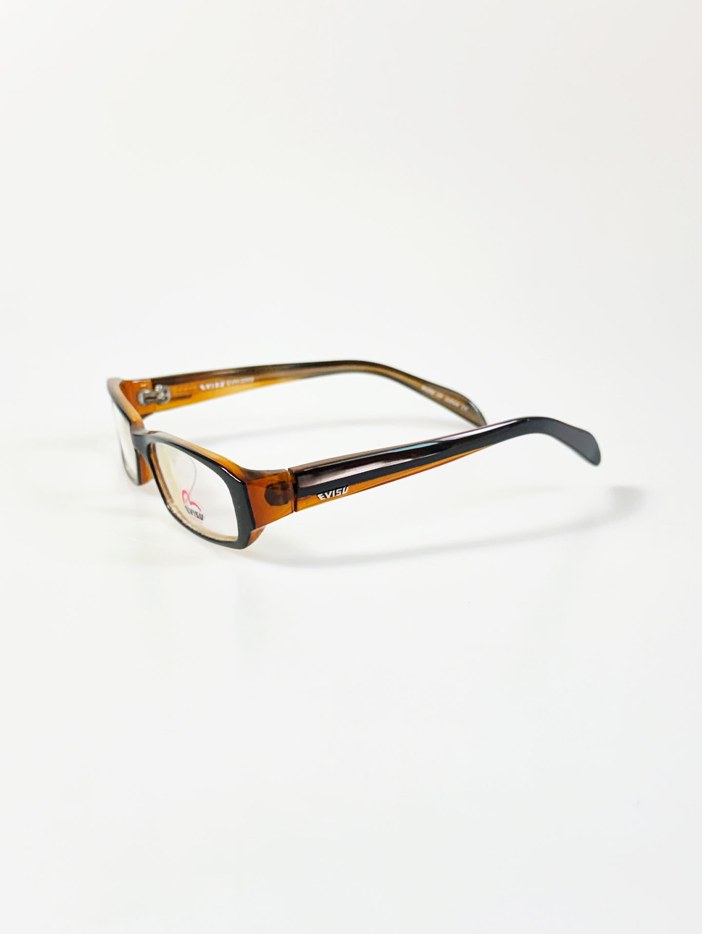 EVISU Black & Amber Square Acetate Horn-Rim Frame Glasses