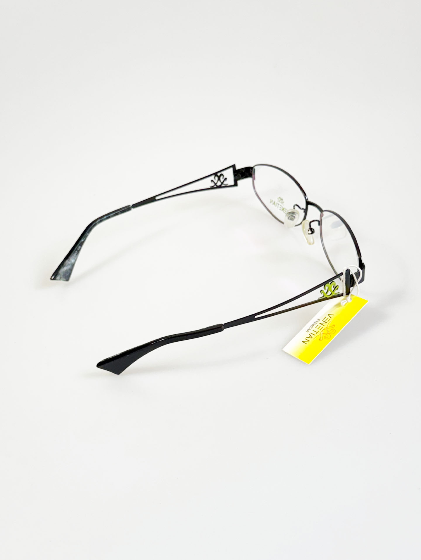 VENETIAN Black Slim Oval Metal Glasses