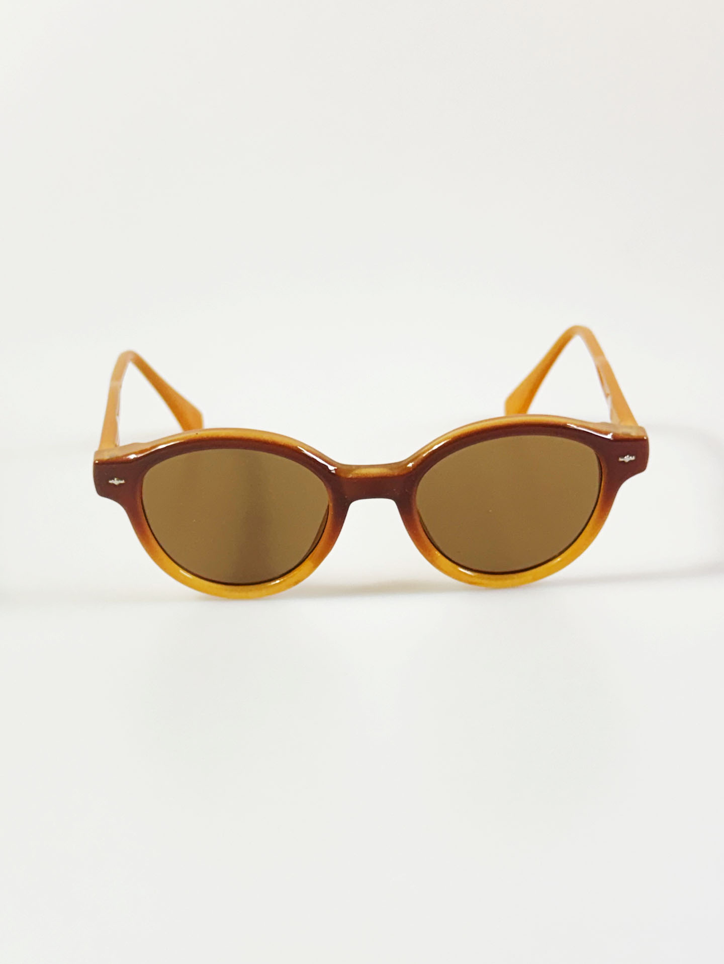 Gradient Amber Clear Bold Round Tinted Sunglasses