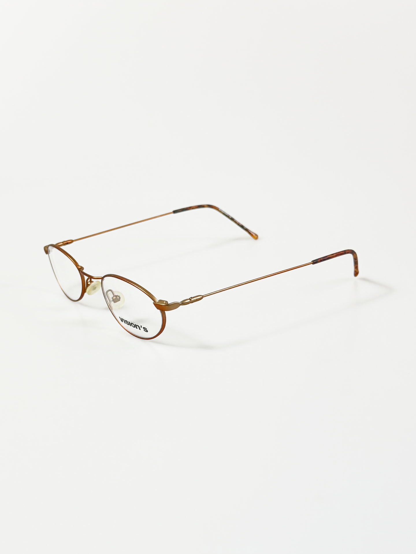 VISION'S Slim Oval Brown Metal Glasses