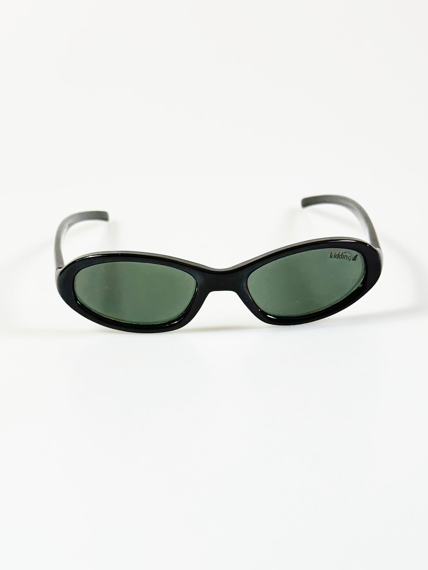 90's KIDDING Black Oval Wrap Sunglasses