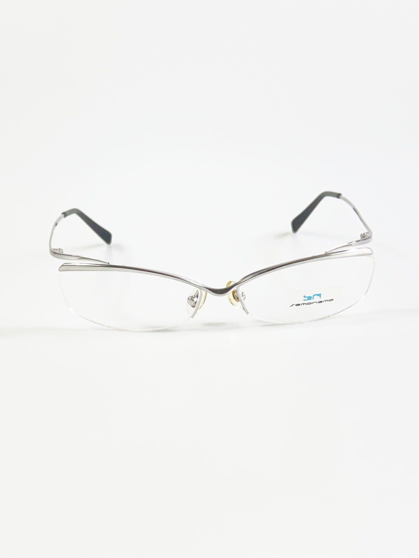 SEMONEMO Silver Semi-Rimless Square Metal Glasses