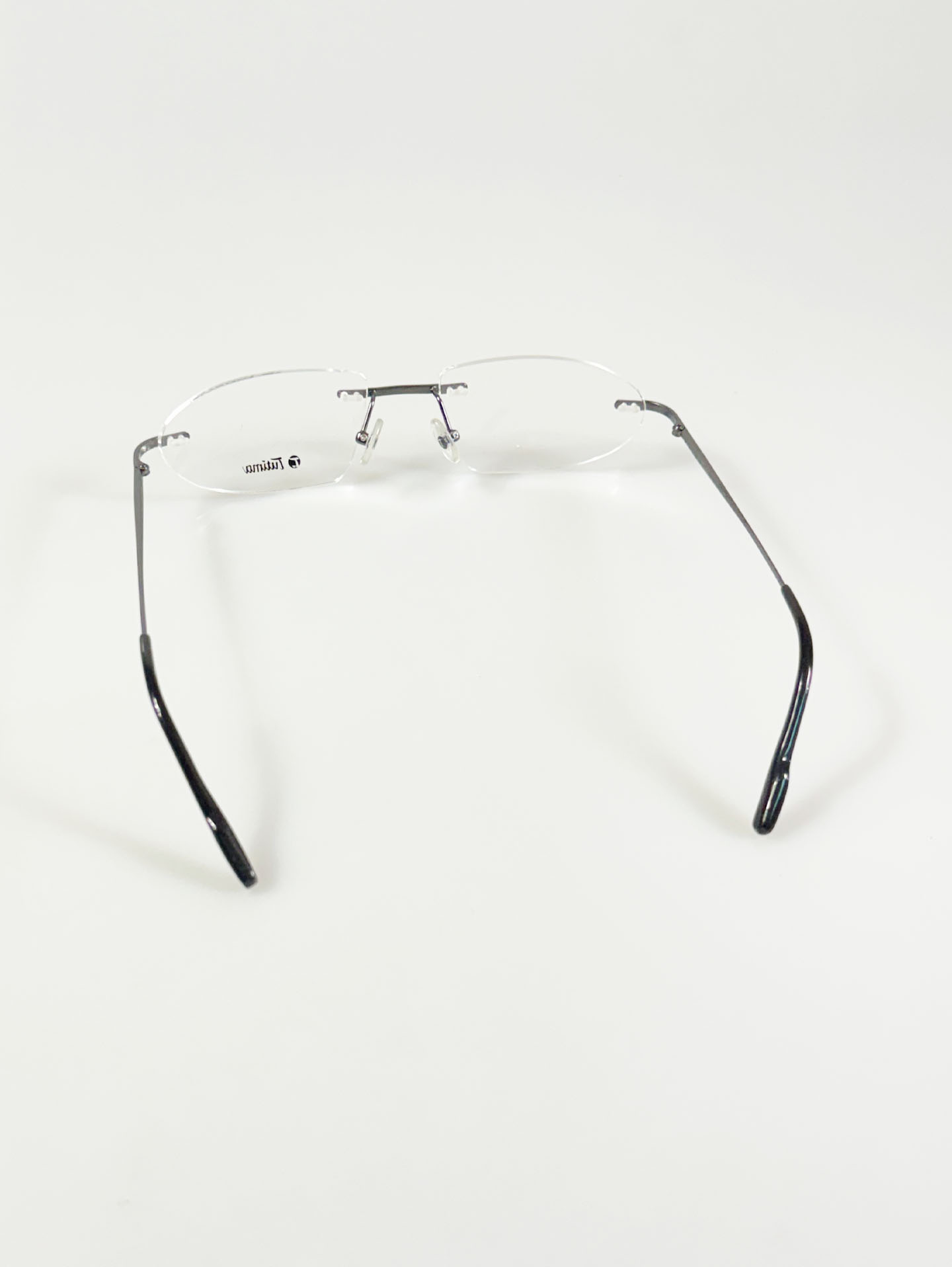 TUTIMA Dark Silver Titanium Rimless Square Frame Glasses