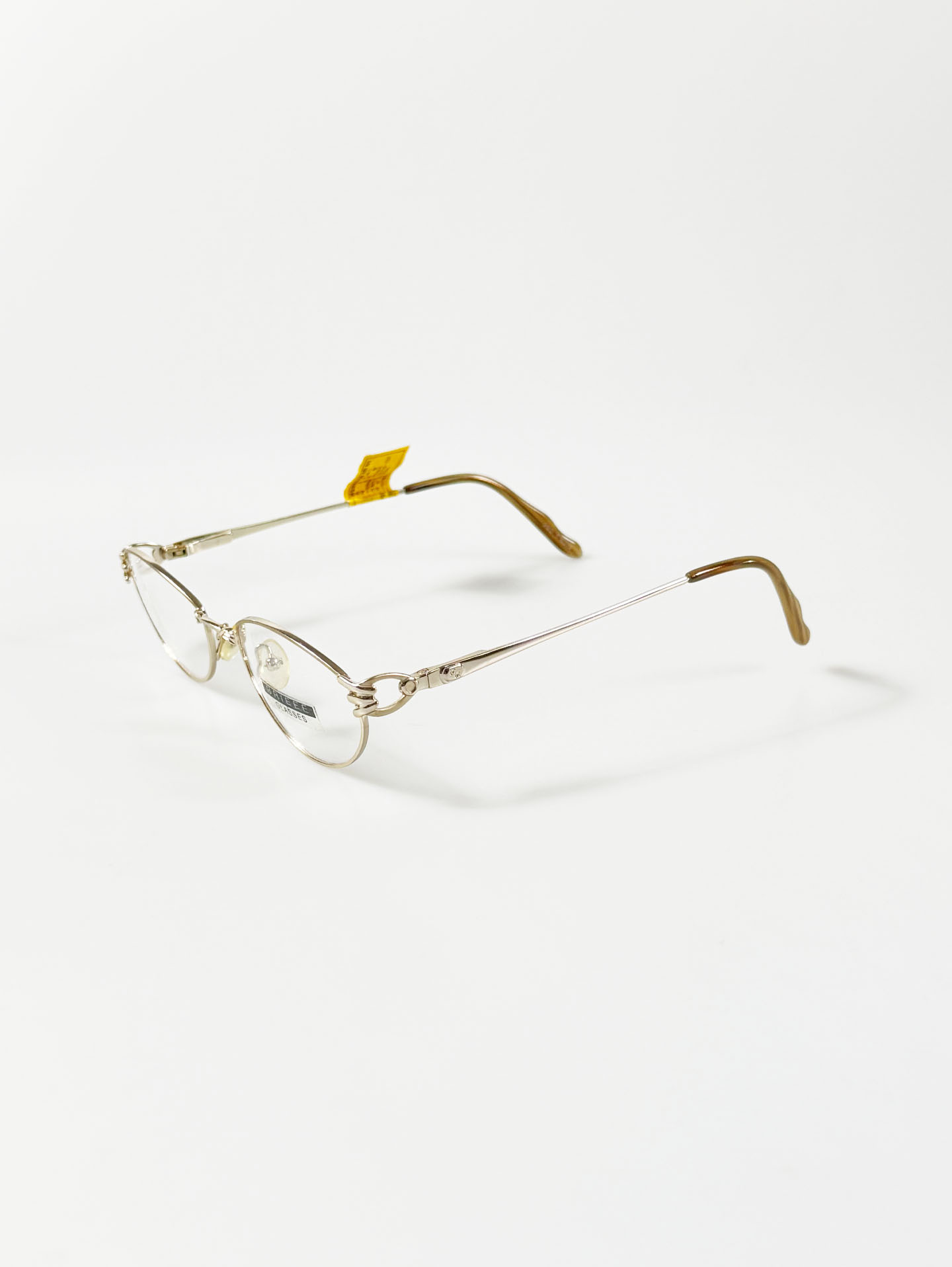 90's BRIEEE Gold Slim Oval Metal Frame Glasses