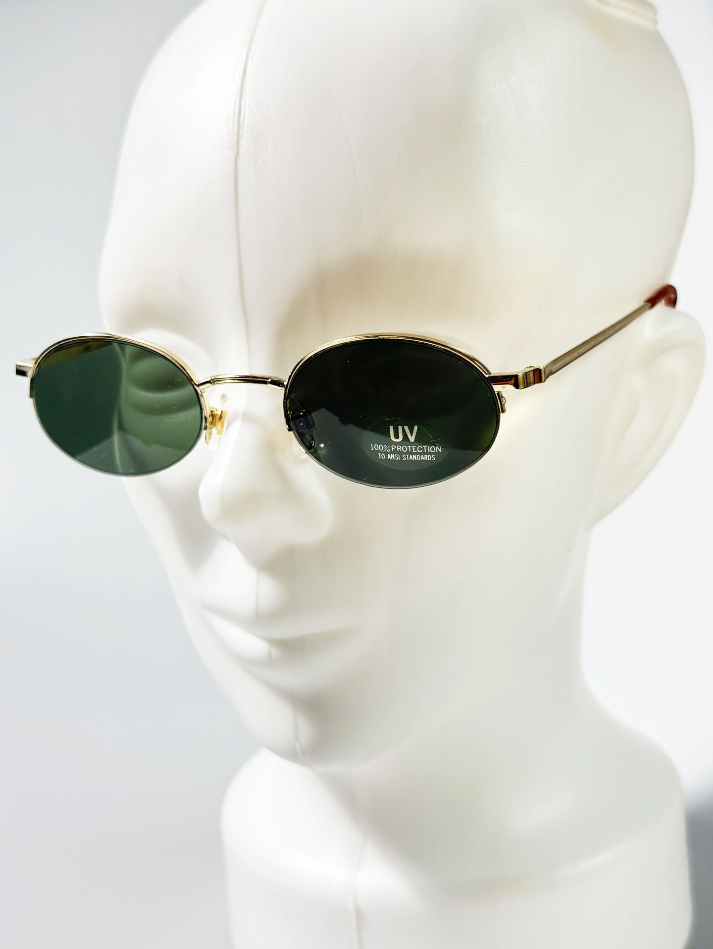 90's Gold Metal Semi-Rimless Oval Sunglasses