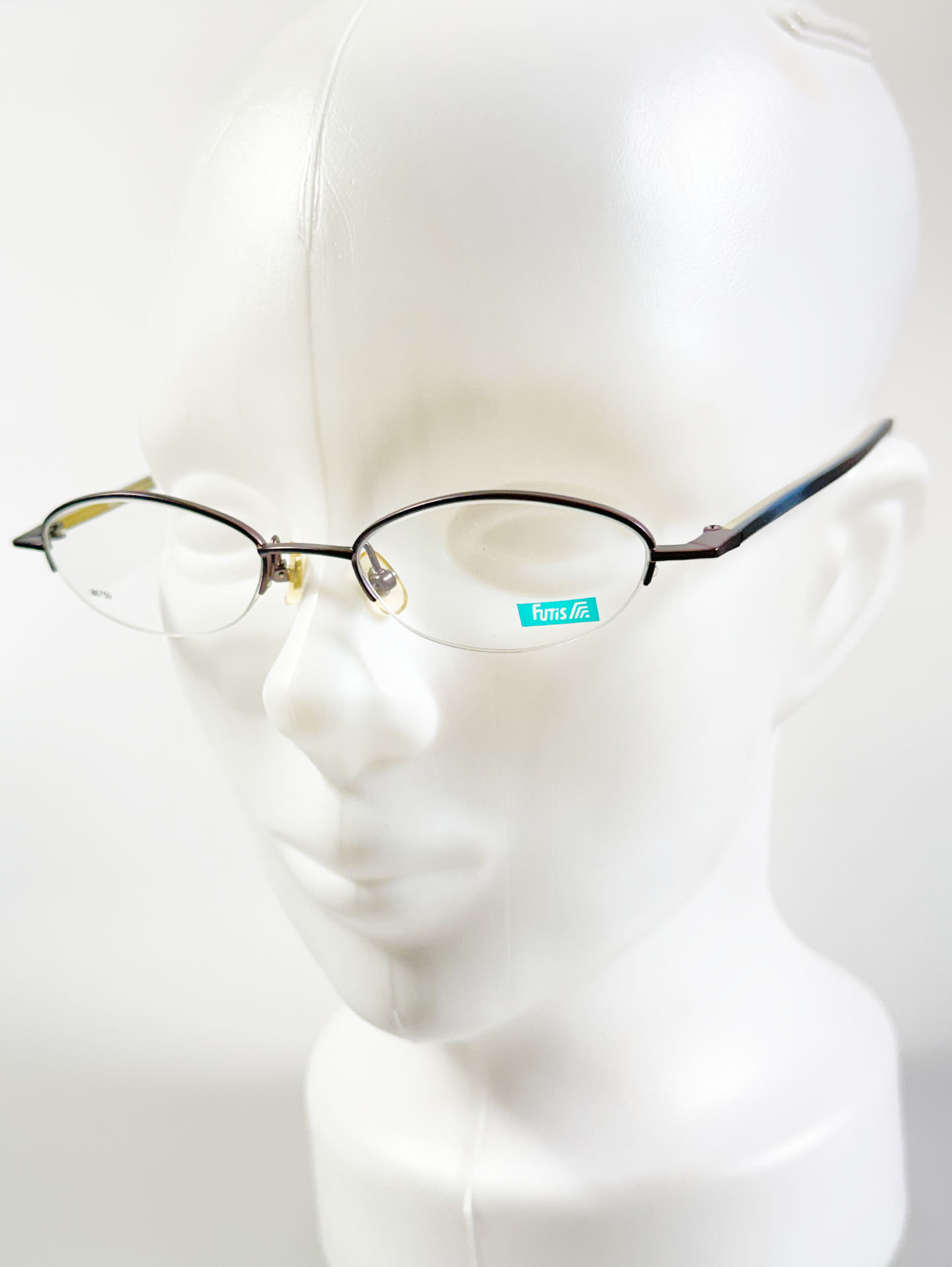 90's FUTIS Slim Oval Half-Rim Metal Glasses