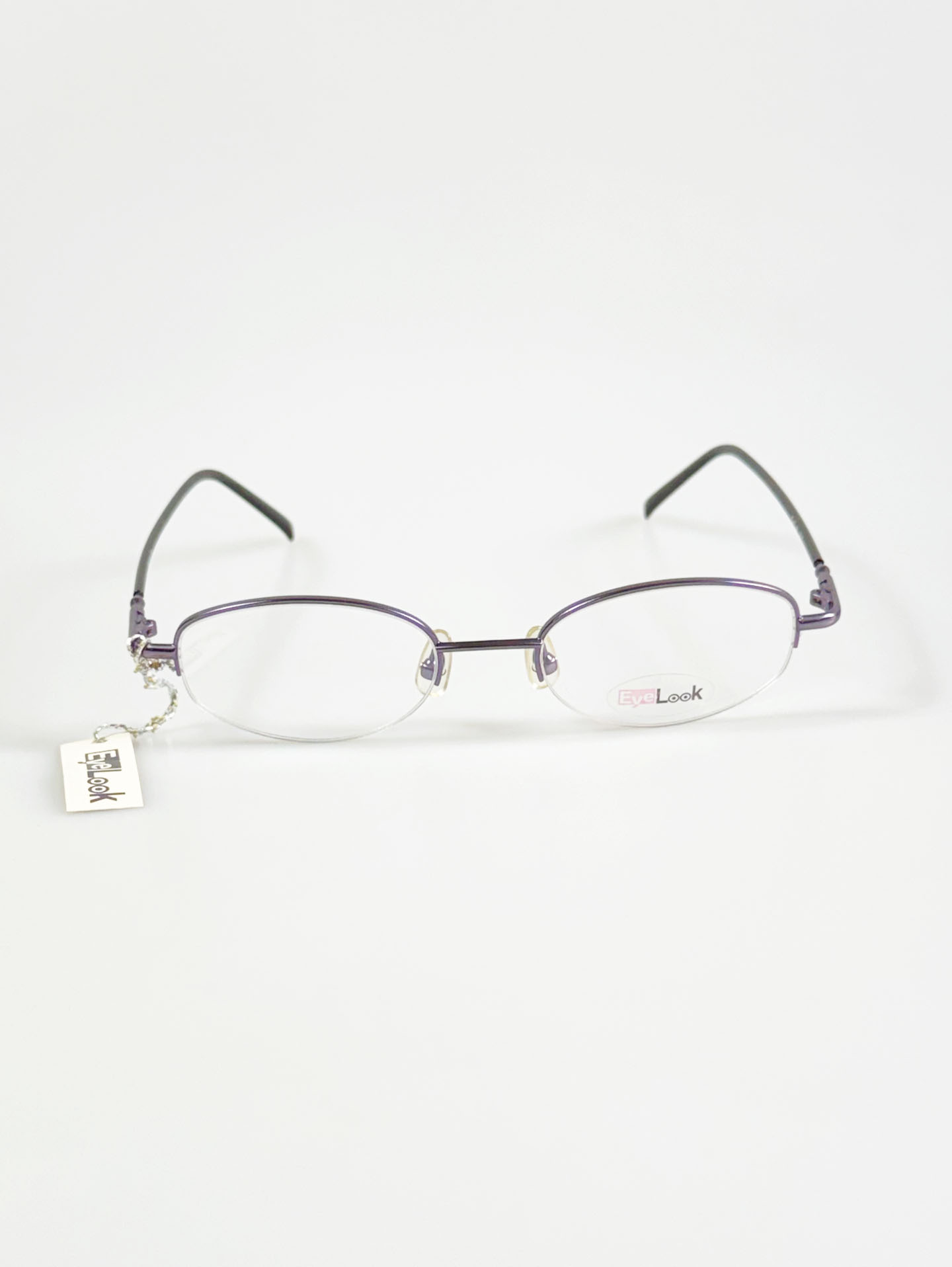 EyeLook Purple Half-Rim Square Metal Frame Glasses
