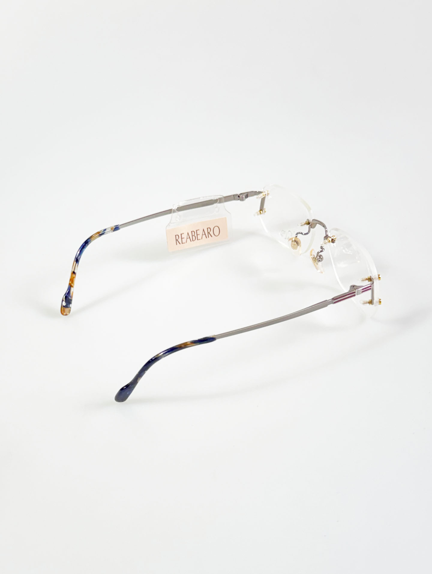 90’s REABEARO Rimless Square Silver Metal Glasses