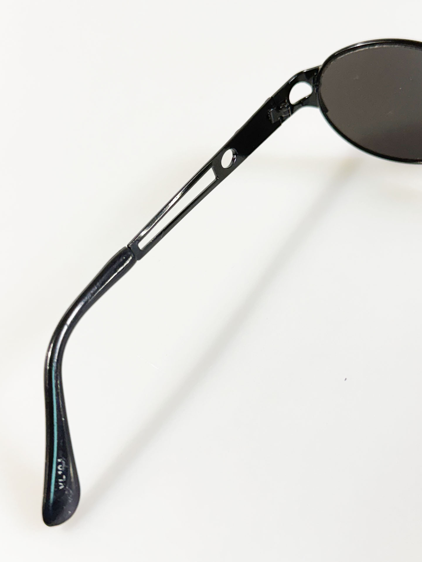 90's LOUIS MASTER Black Slim Oval Metal Sunglasses