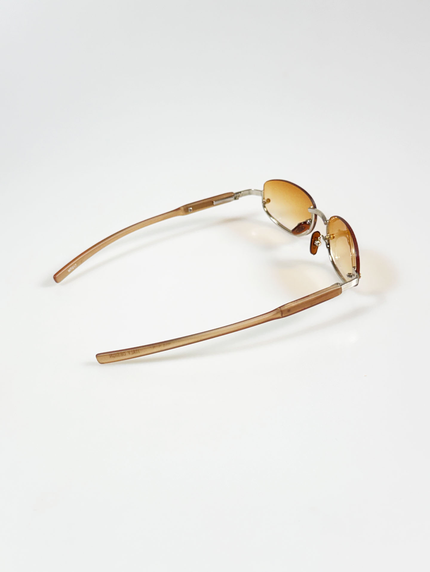 90's DUSCI Brown Gradient Oval Rimless Metal Tint Sunglasses