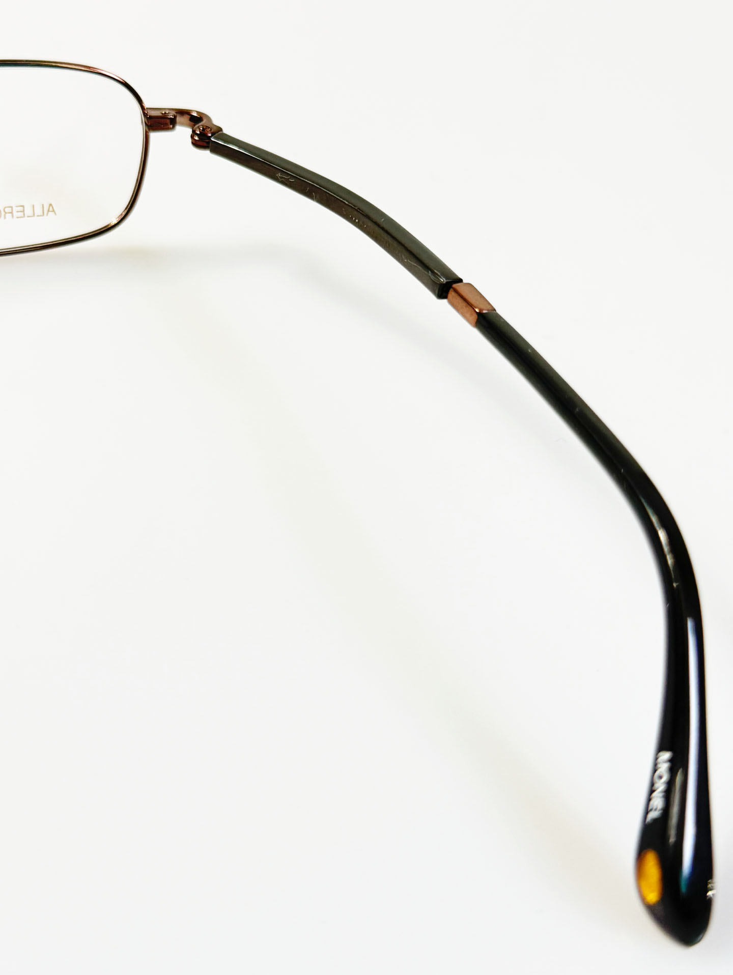 90's KALEIDO Brown Slim Square Metal Frame Glasses