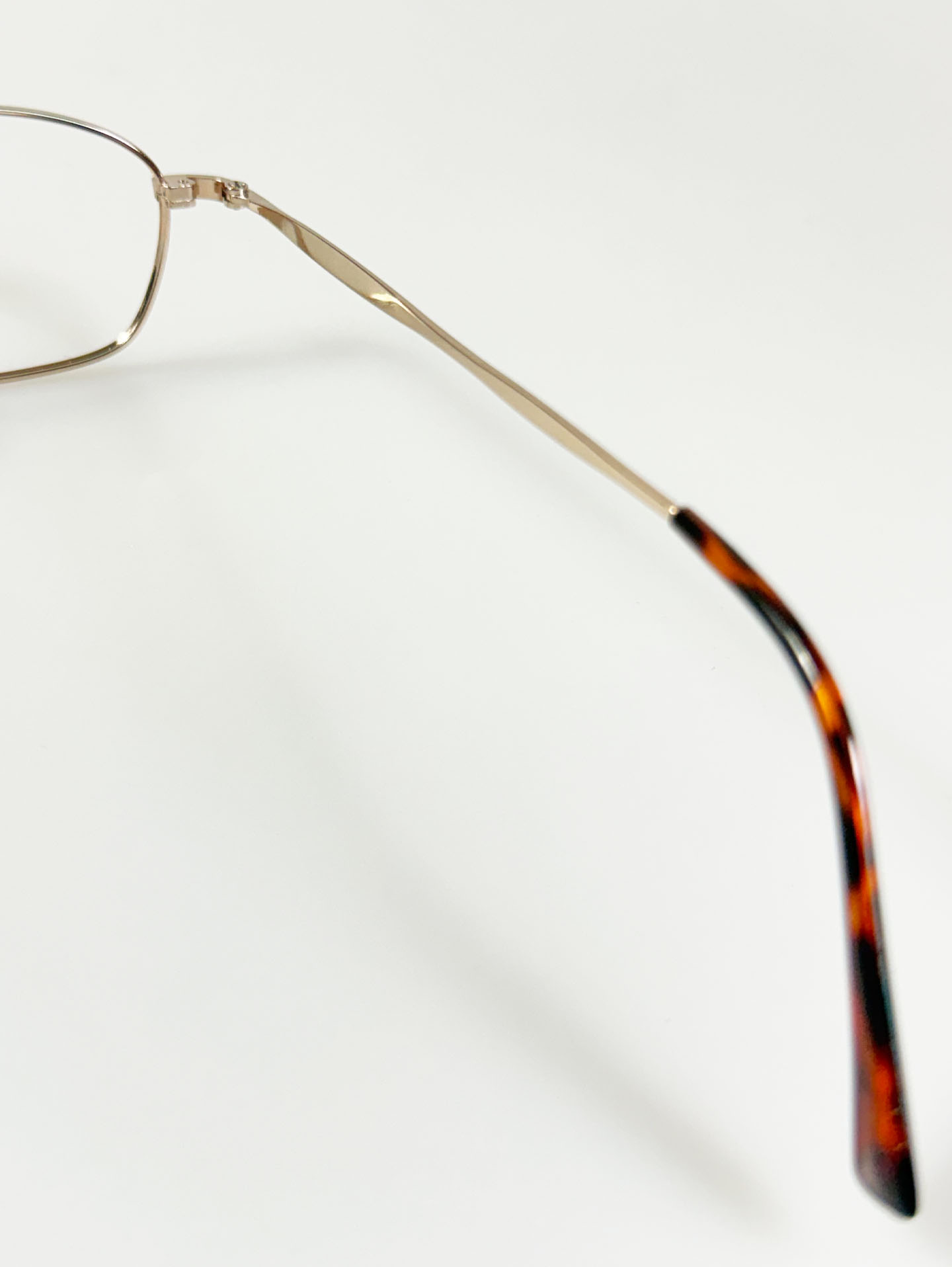 90's EYE WORLD Gold Slim Square Metal Glasses