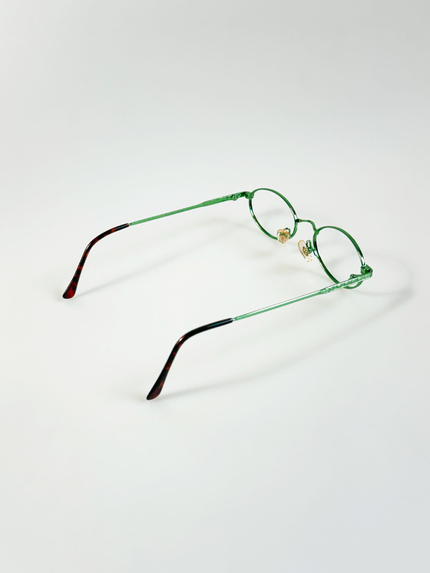 90's EYE WORLD Green Slim Oval Metal Glasses