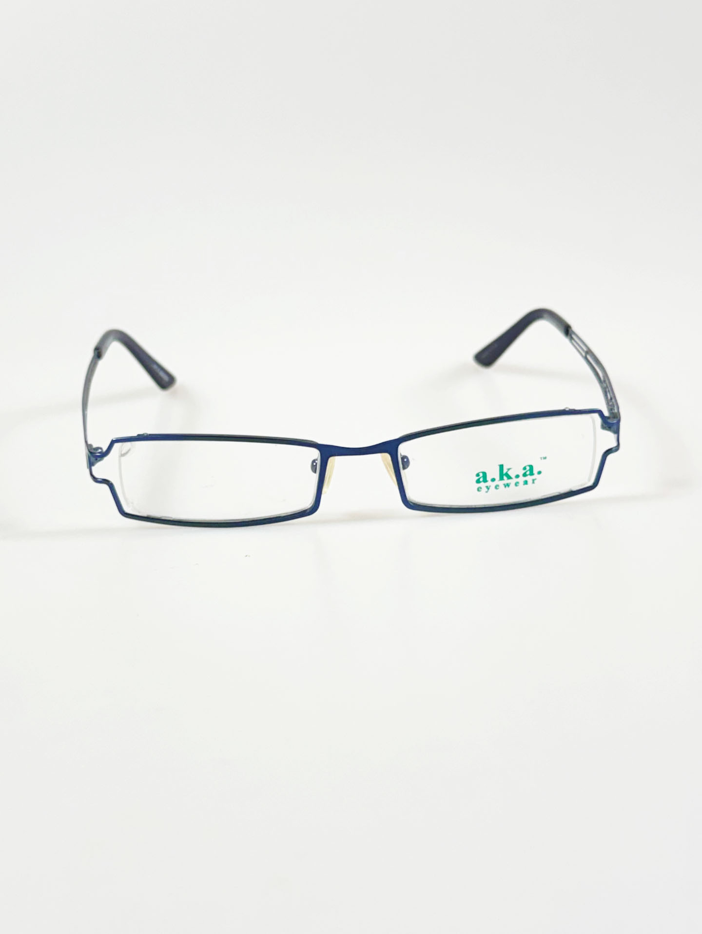 A.K.A. EYEWEAR Blue Slim Square Metal Glasses