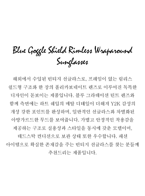 Blue Goggle Shield Rimless Wraparound Sunglasses