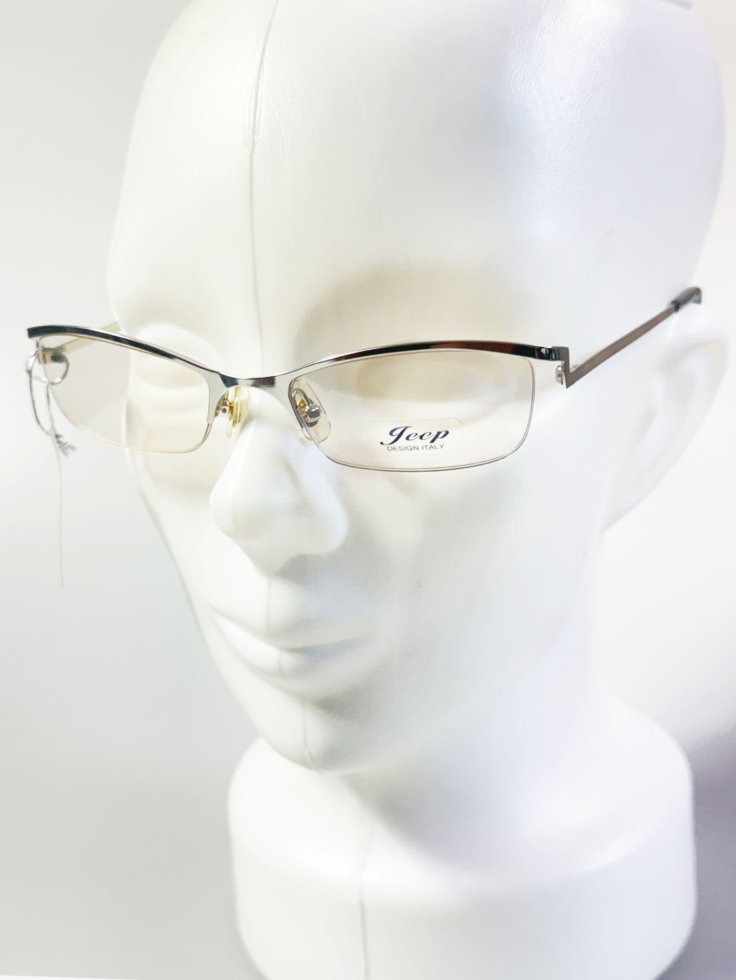 JEEP Silver Slim Square Semi-Rimless Metal Glasses