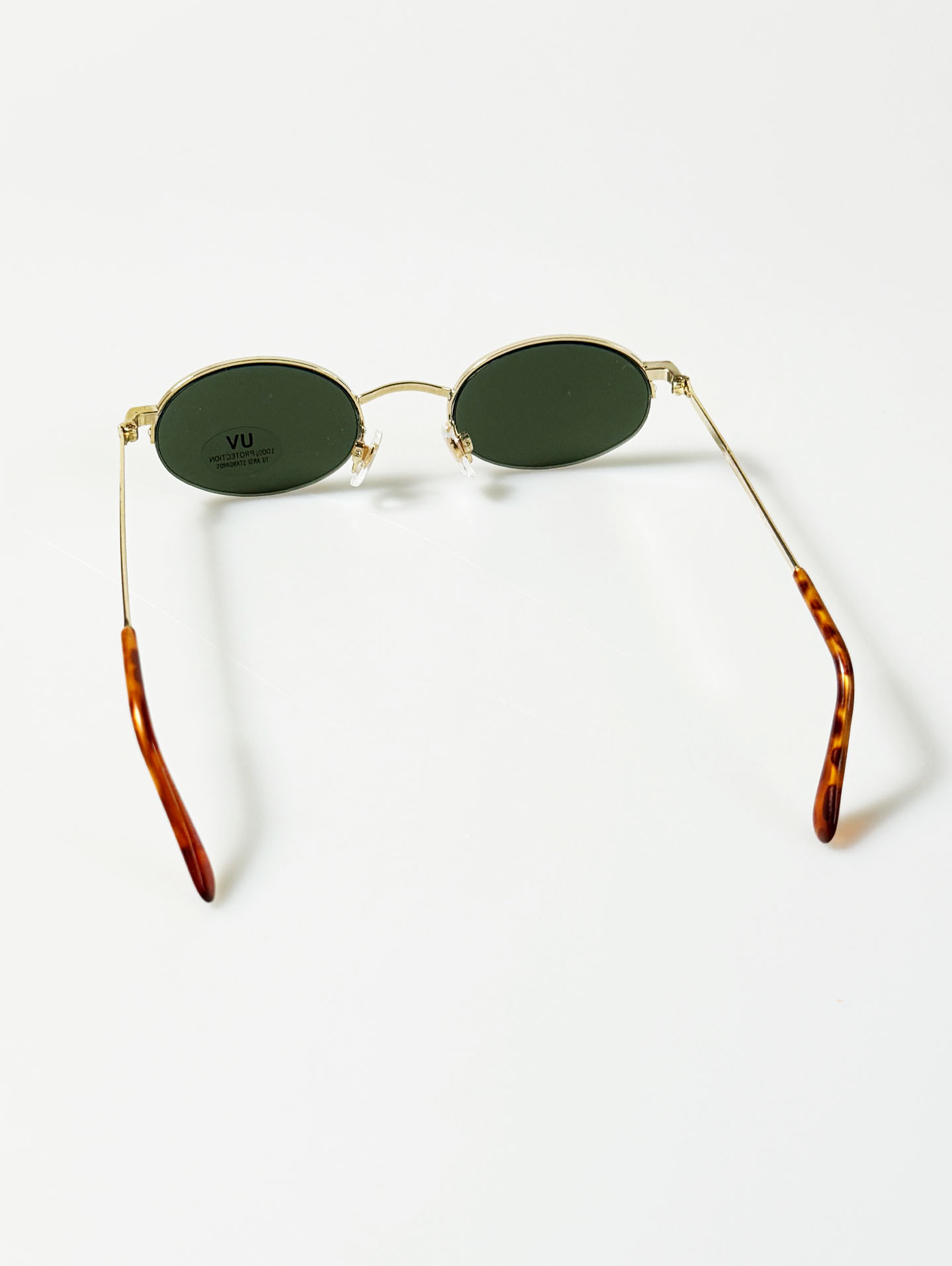 90's Gold Metal Semi-Rimless Oval Sunglasses