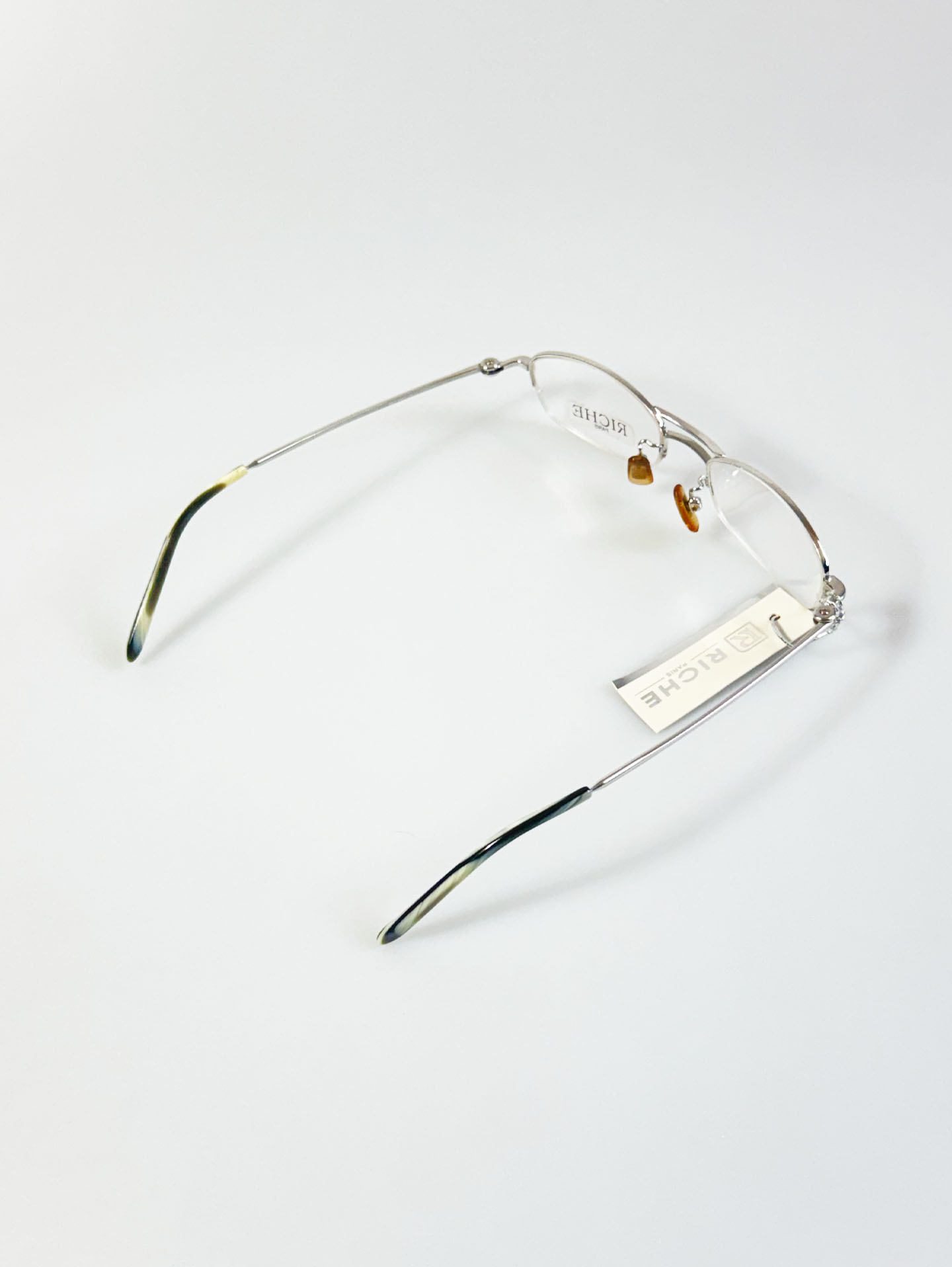 RICHE Paris Silver Square Half Rim Metal Glasses