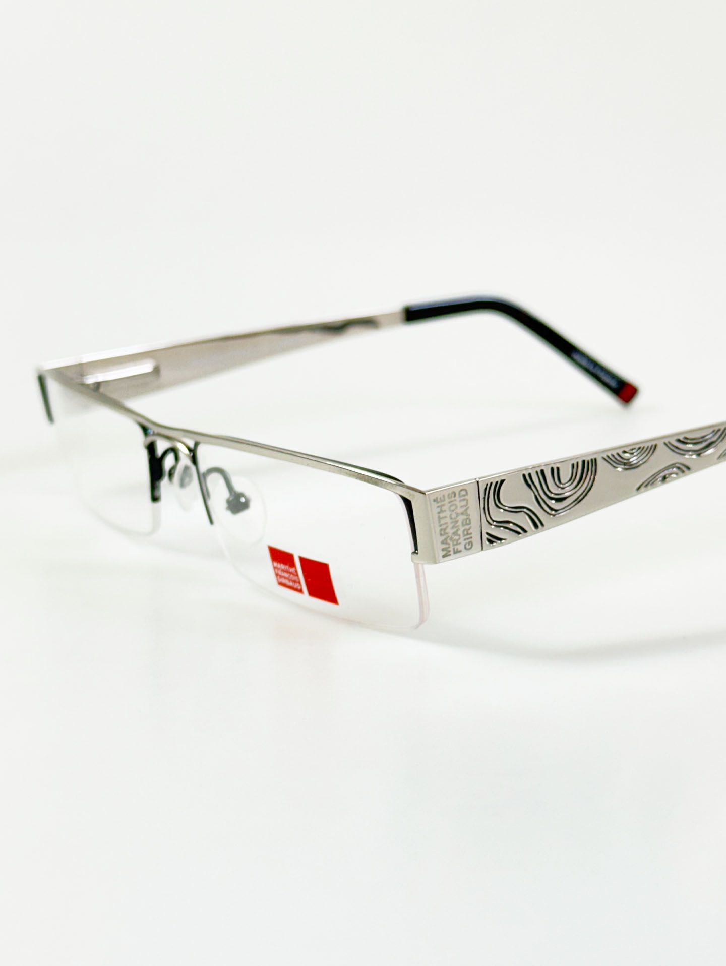 MARITHÉ + FRANÇOIS GIRBAUD Silver Semi-Rimless Square Metal Frame Glasses