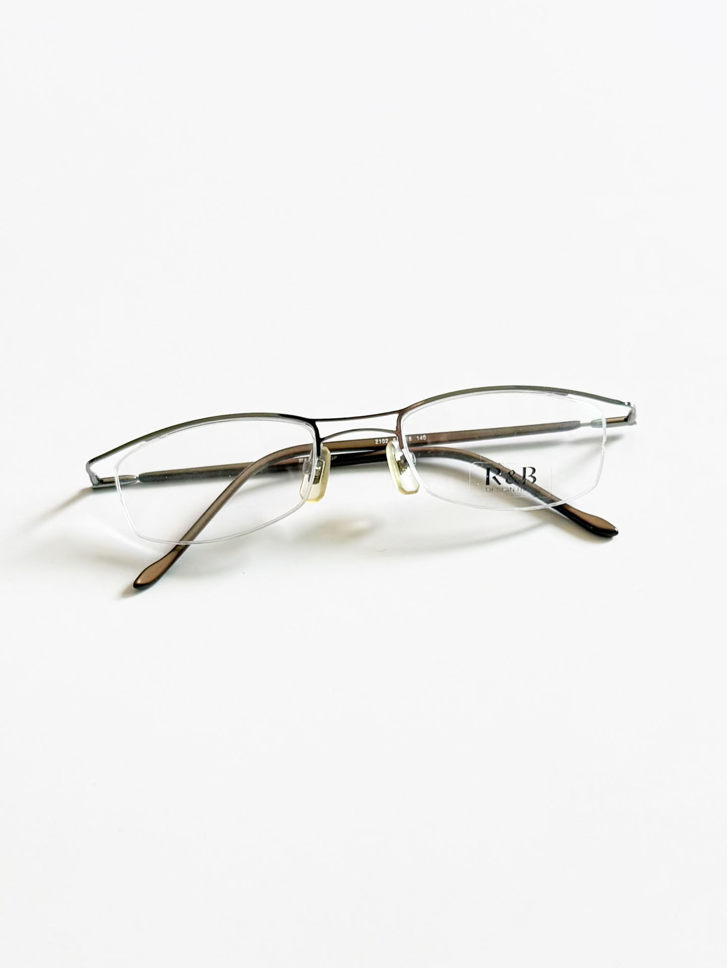 R&B Eyewear Gunmetal Half-Rim Square Glasses