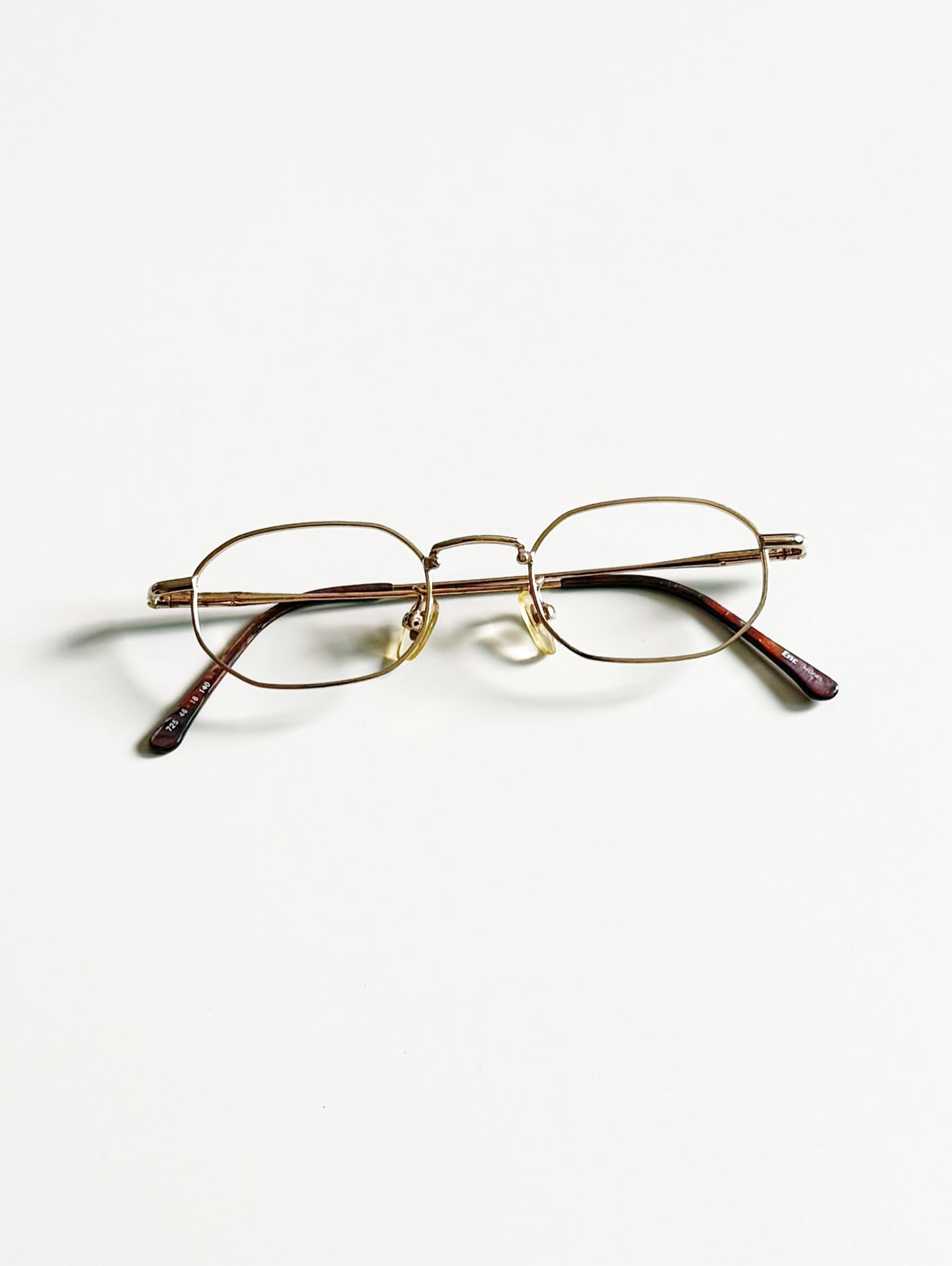 90's ENC Gold Slim Square Metal Glasses