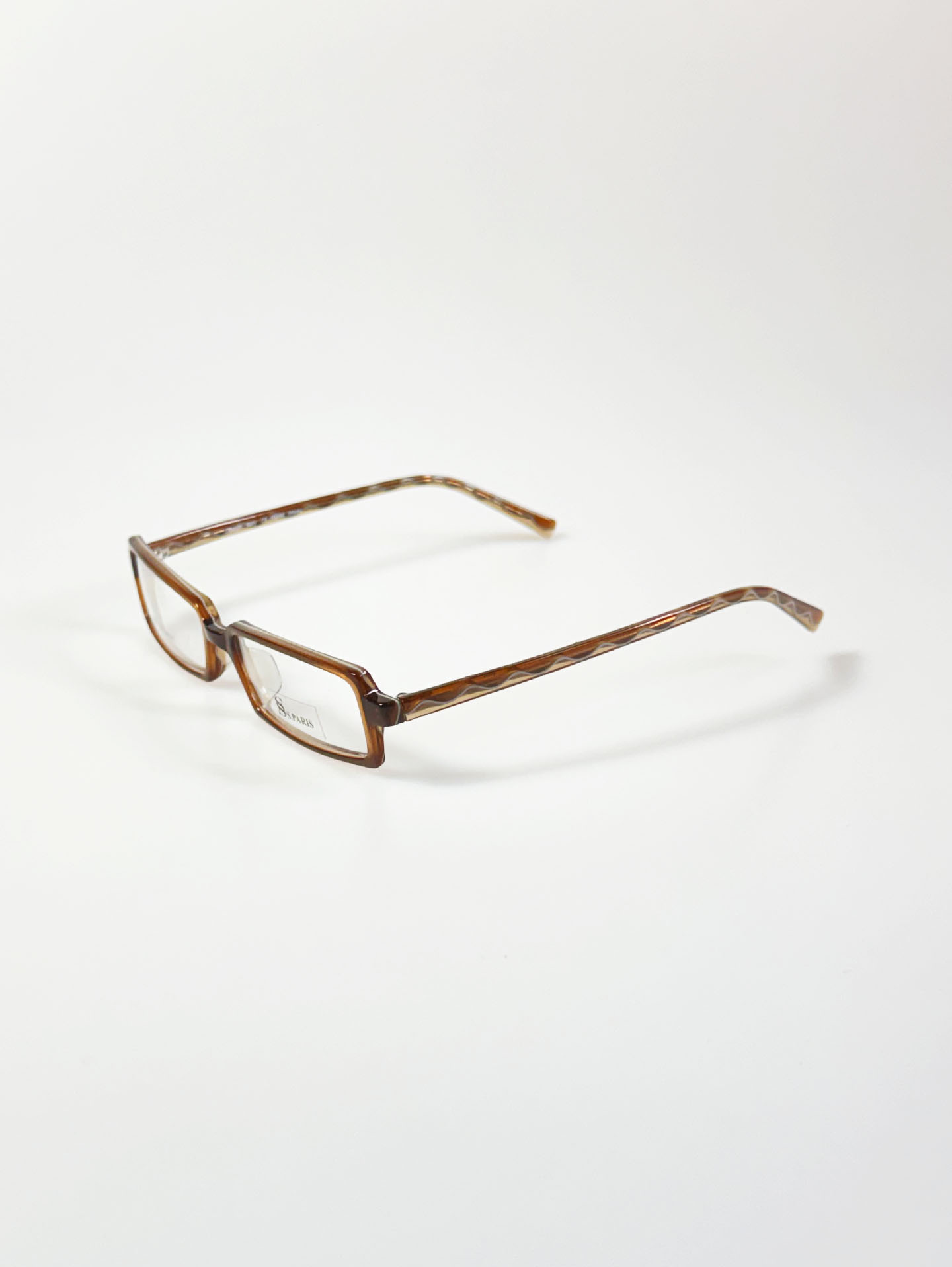 SS.PARIS Slim Square Brown Acetate Glasses