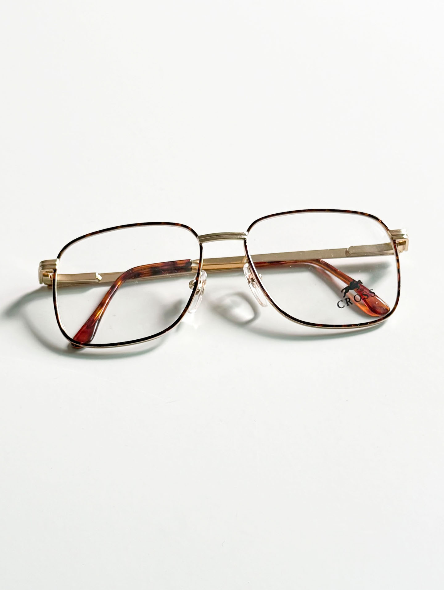 90's CROSS Gold Oversized Square Metal Glasses
