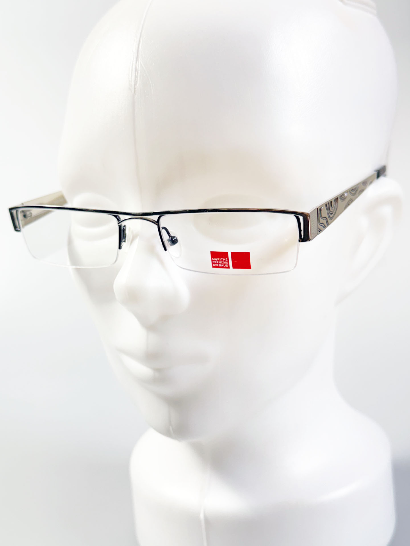 MARITHÉ + FRANÇOIS GIRBAUD Silver Semi-Rimless Square Metal Frame Glasses