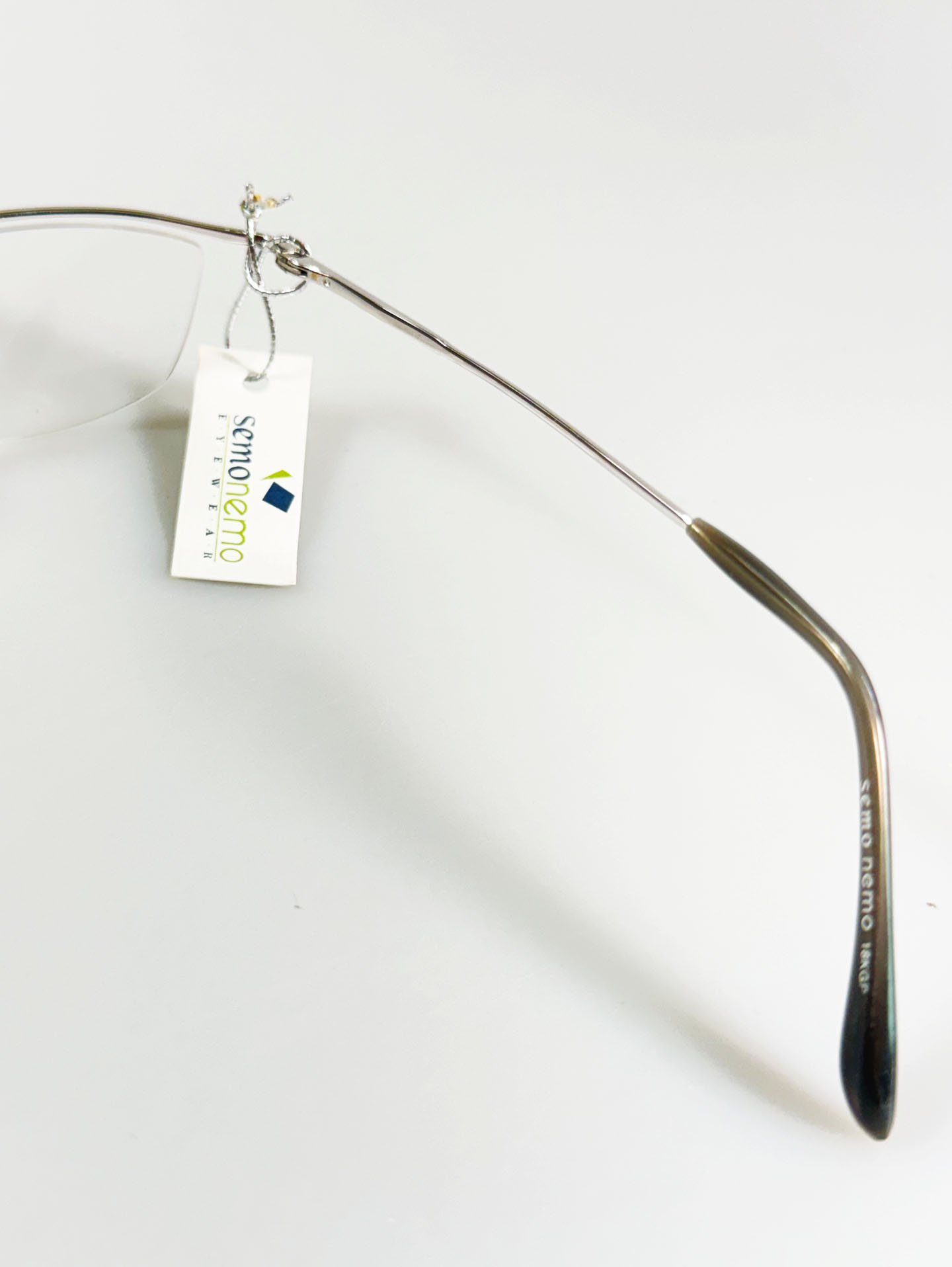 SEMONEMO Silver Oval Half-Rim Metal Frame Glasses