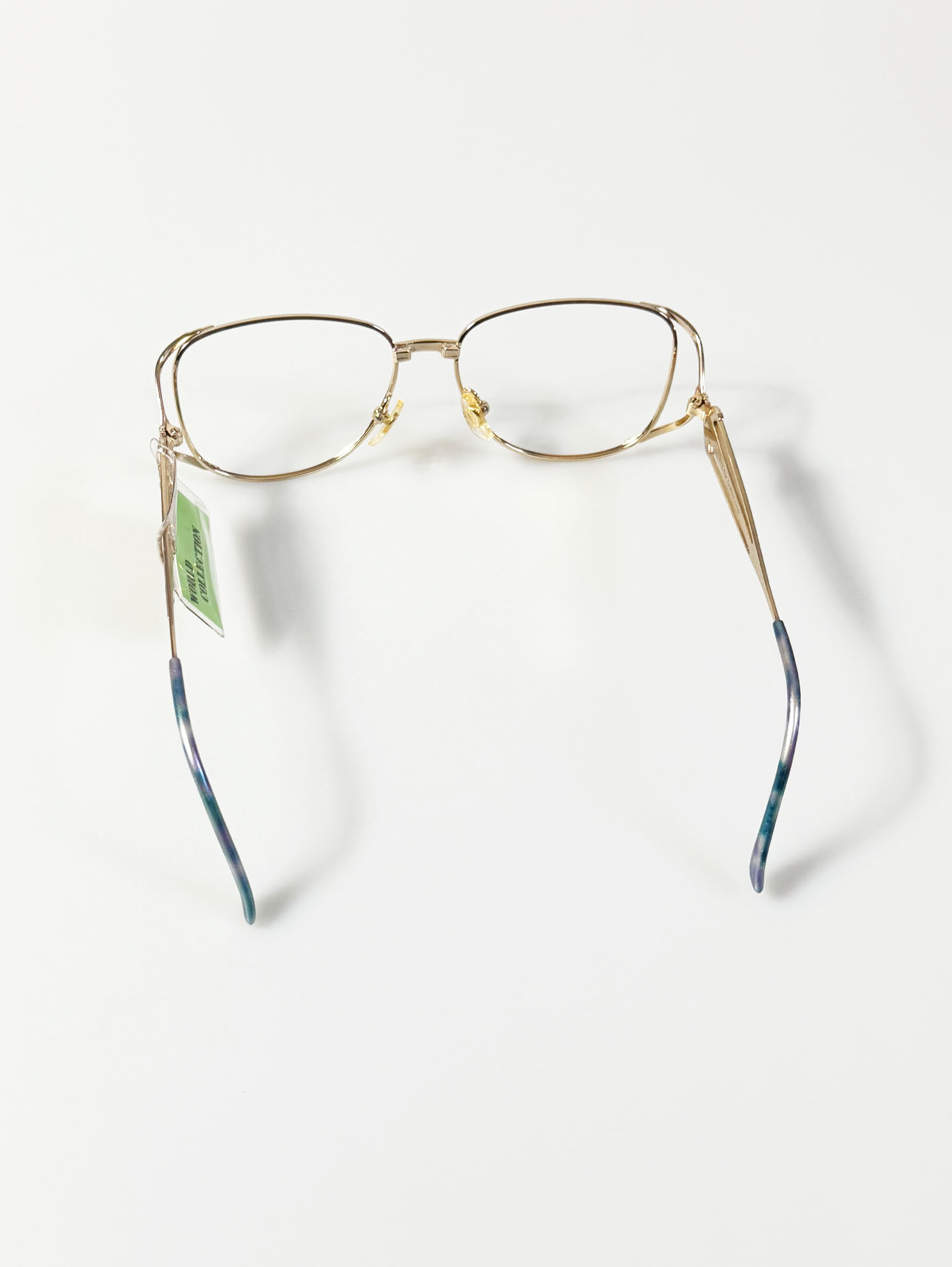 WORLD COLLECTION Gold Metal Slim Square Frame Glasses