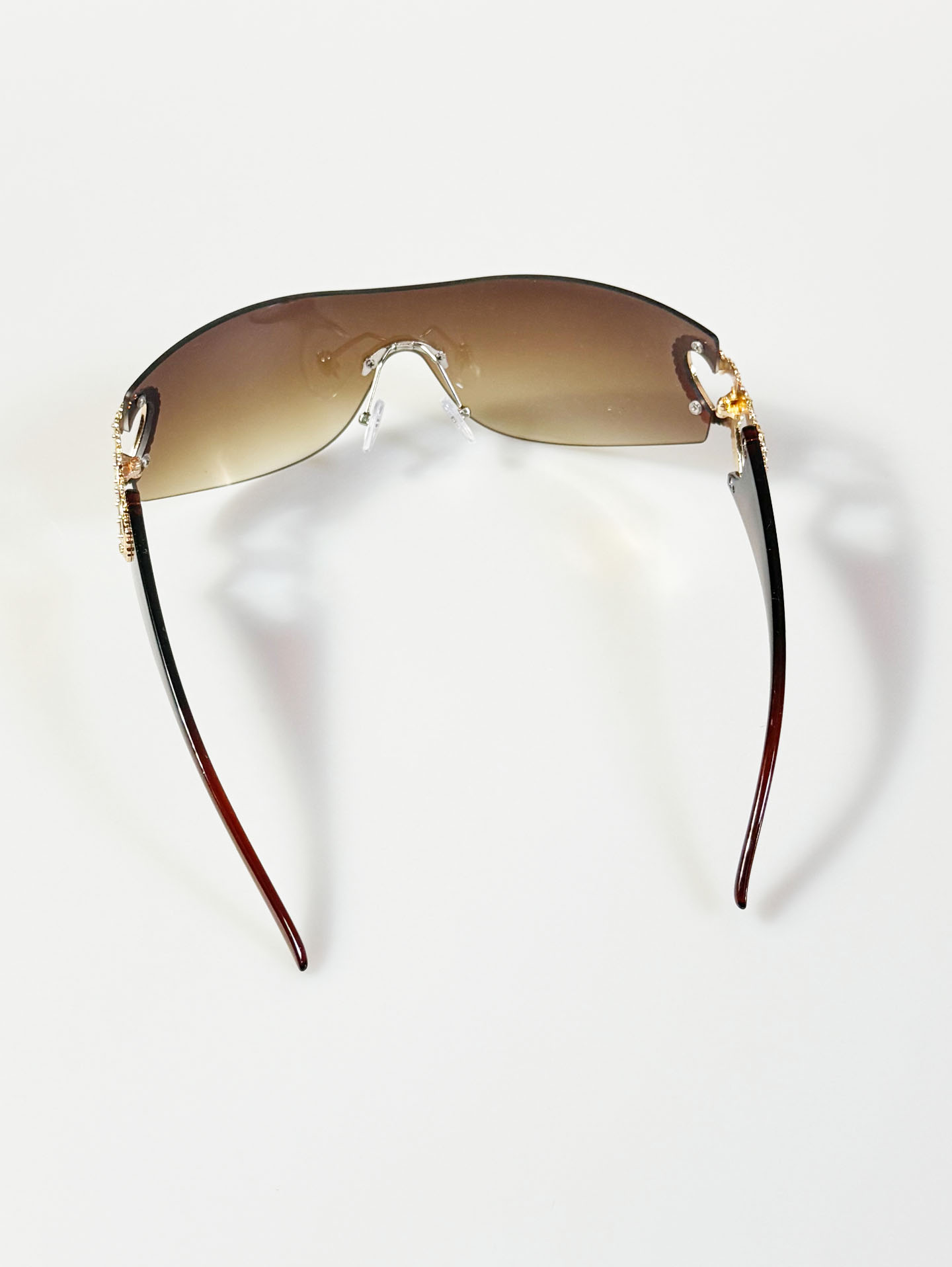 Shield Rimless Goggle Frame Tinted Sunglasses
