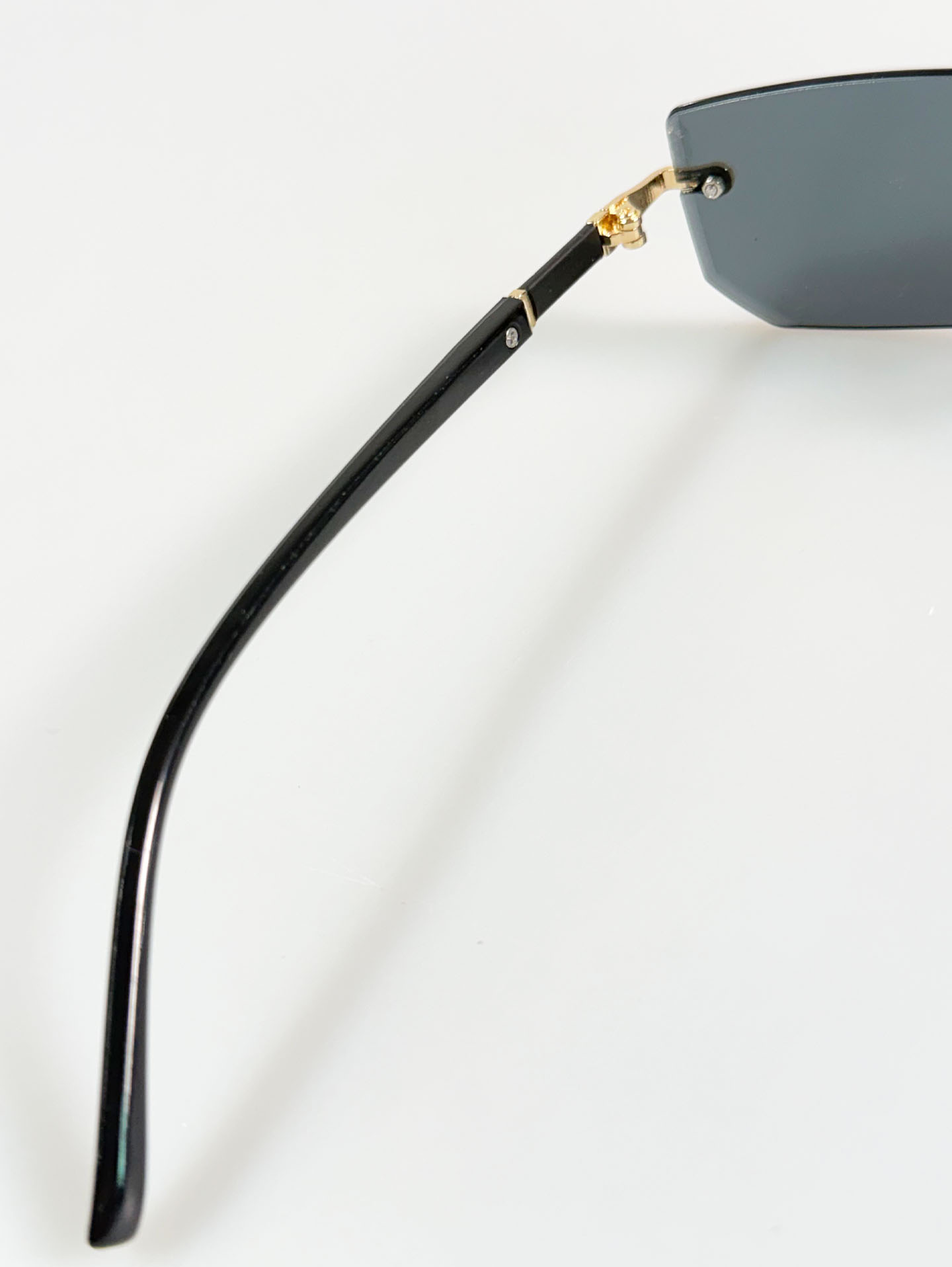 Rimless Square Black Gold Metal Frame Sunglasses