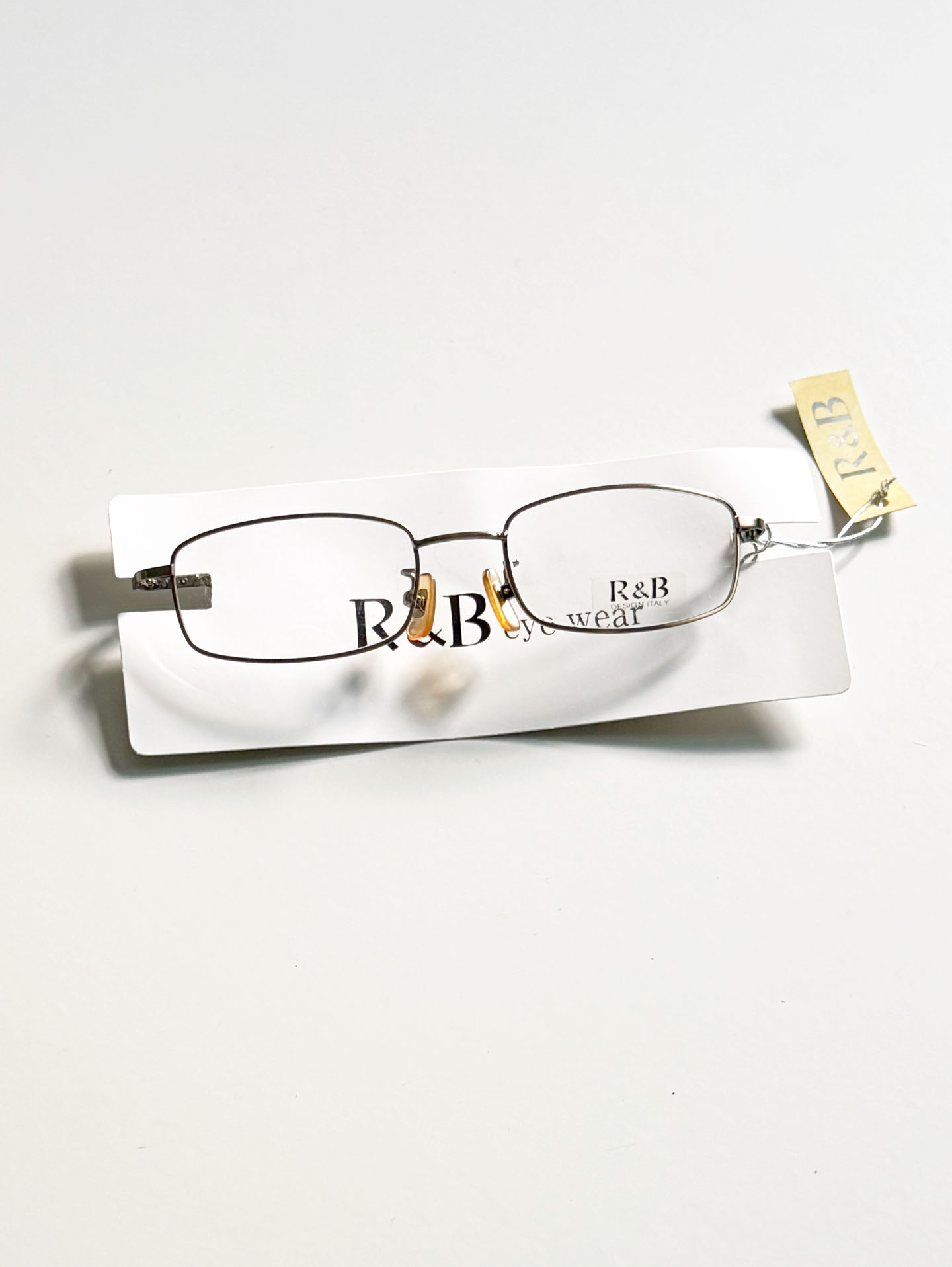 R&B Eyewear Brown Slim Square Metal Frame Glasses
