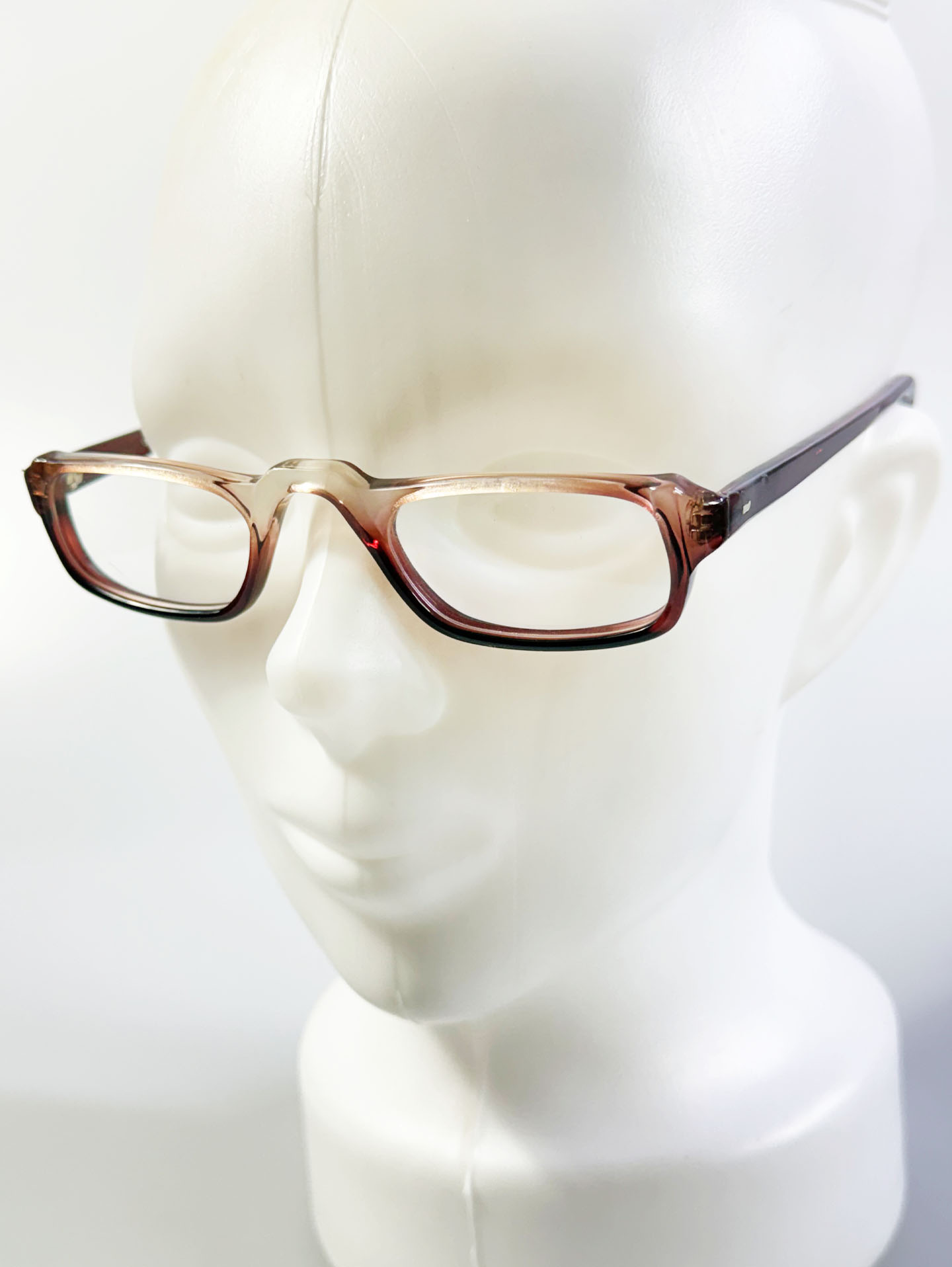 90's ELITE Smoky Brown Gradient Square Acetate Horn-Rim Glasses