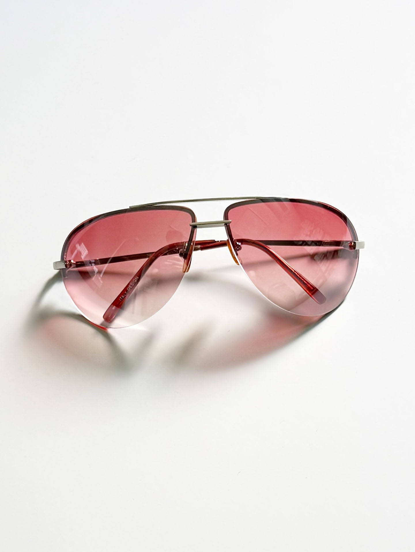 Rimless Double Bridge Square Metal Tint Sunglasses