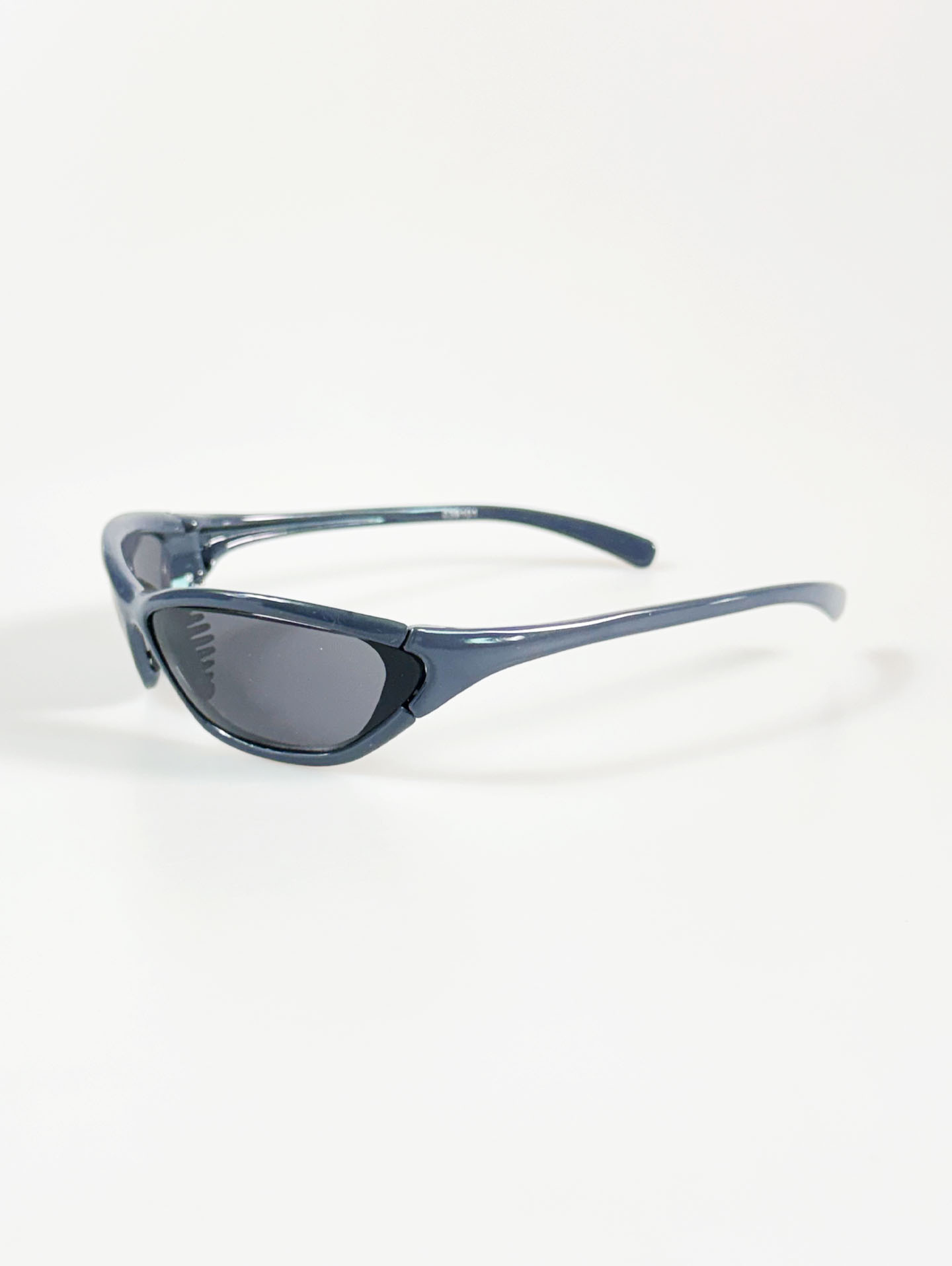 Navy Blue Bold Wraparound Oval Sporty Sunglasses