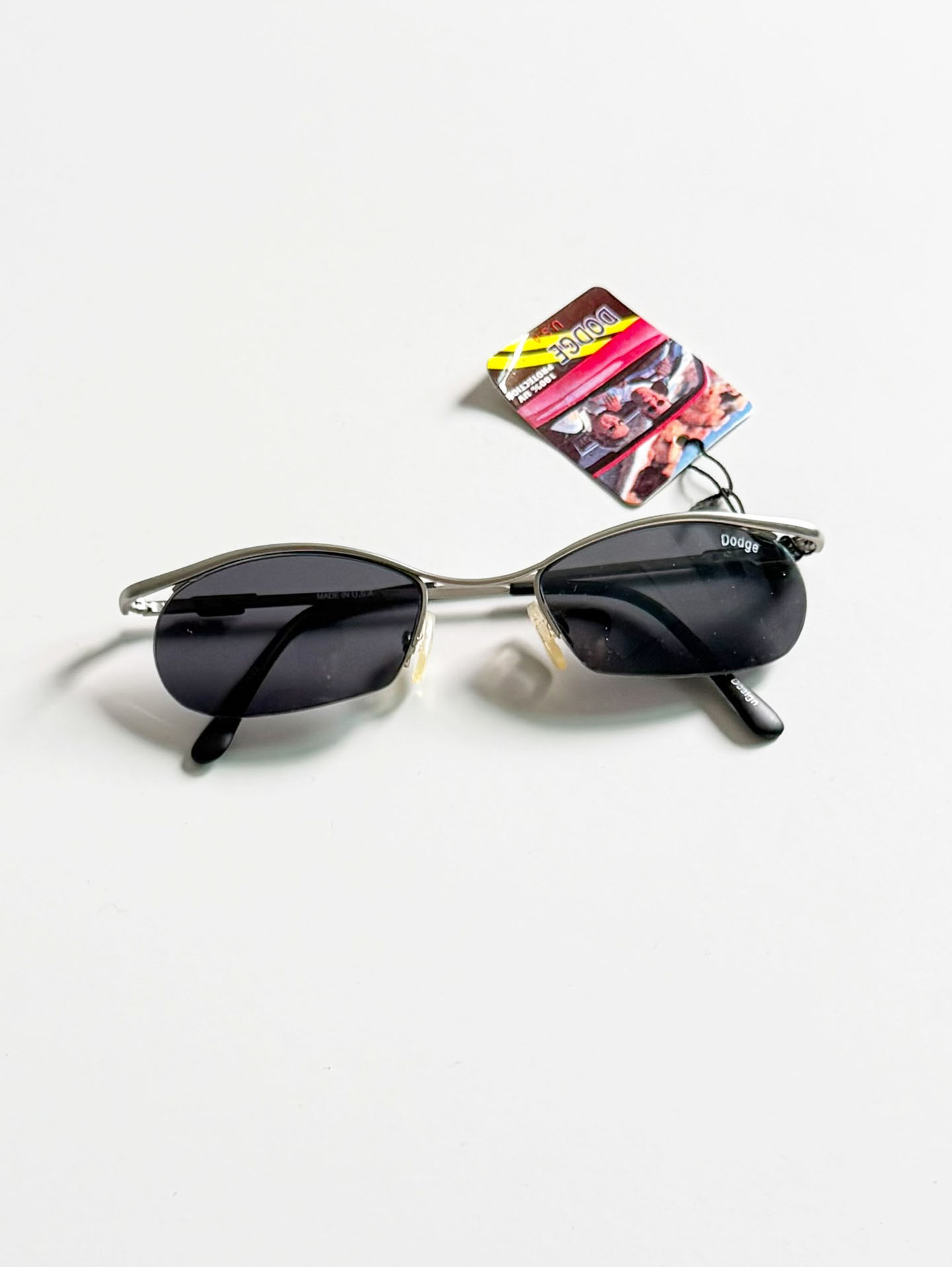 90's DODGE Silver Oval Wire Frame Sunglasses